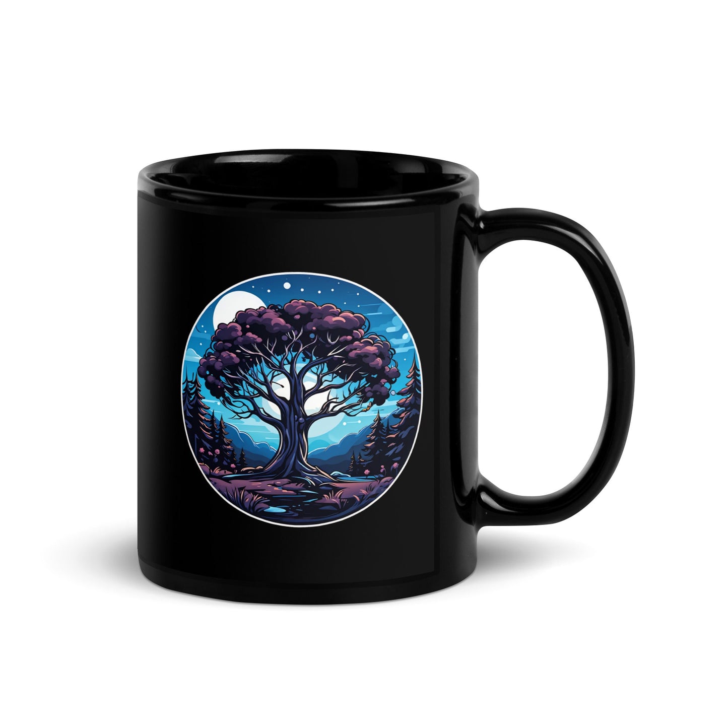 Night Tree Black Glossy Mug (11 oz) - Mugs - Discovery Co.