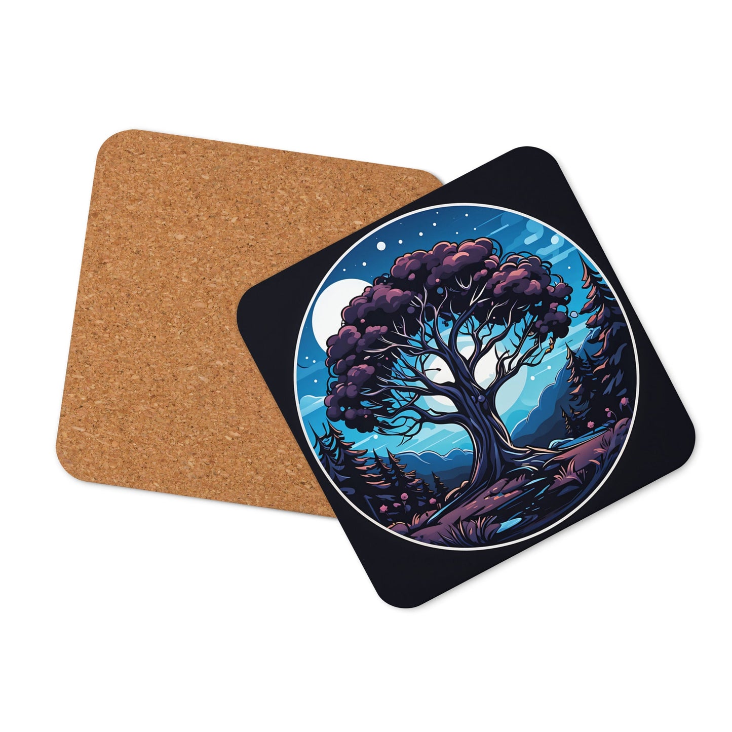 Night Tree Cork-back Coaster - Coasters - Discovery Co.