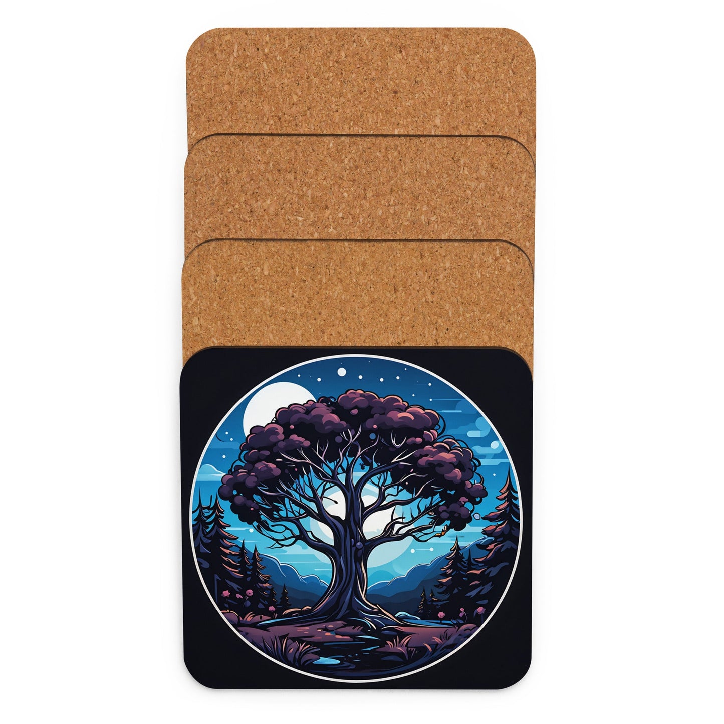 Night Tree Cork - back Coaster - Coasters - Discovery Co.