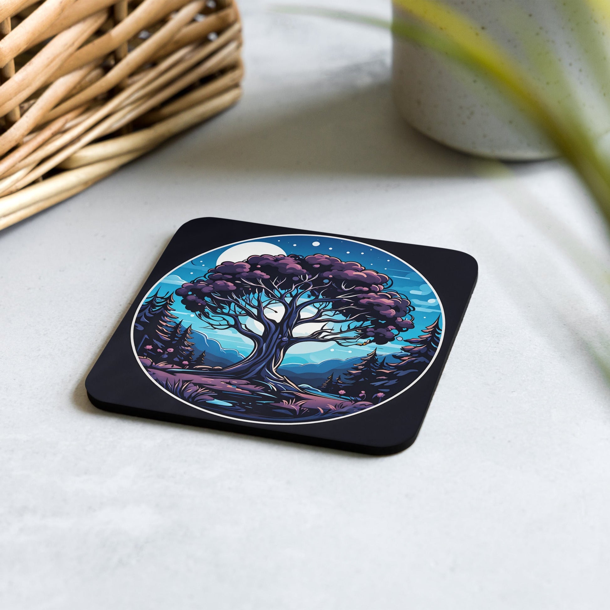 Night Tree Cork-back Coaster - Coasters - Discovery Co.