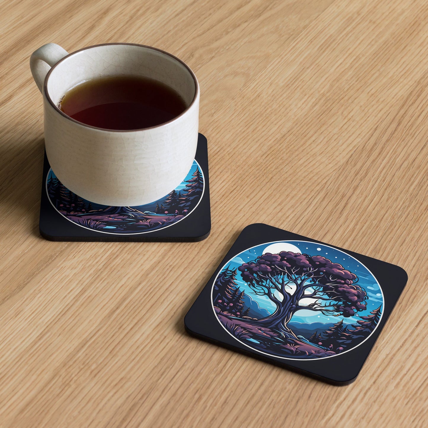 Night Tree Cork-back Coaster - Coasters - Discovery Co.