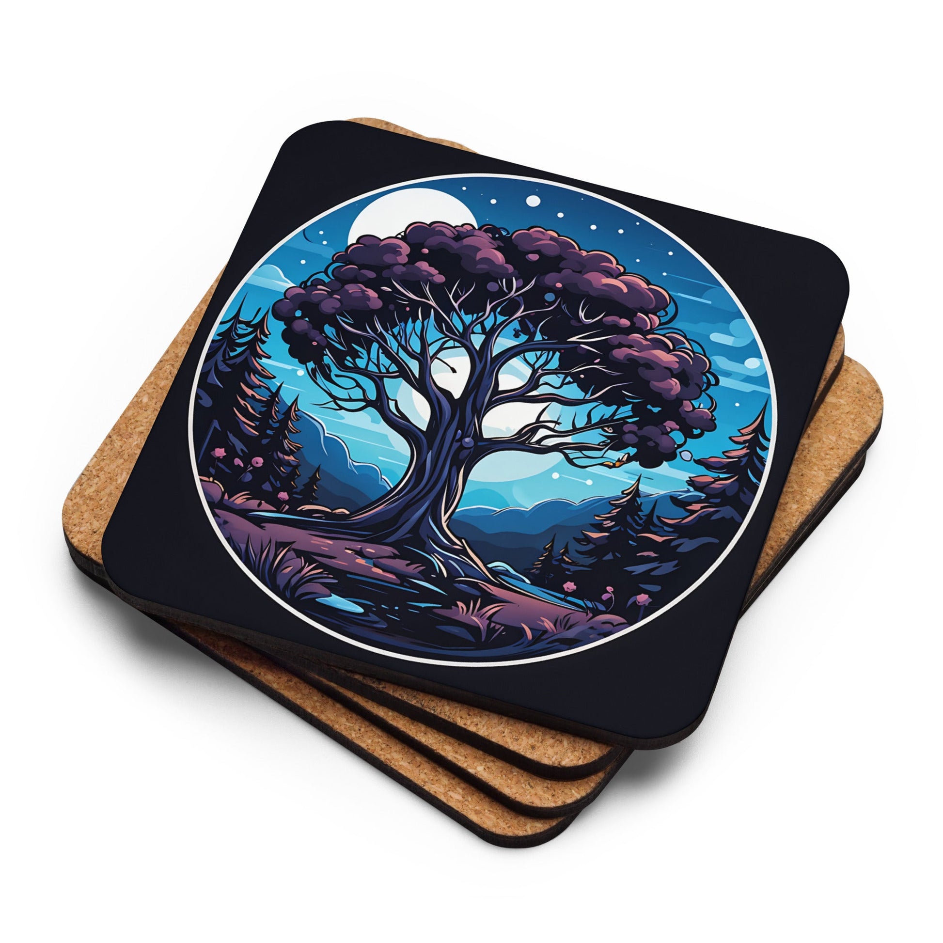 Night Tree Cork - back Coaster - Coasters - Discovery Co.