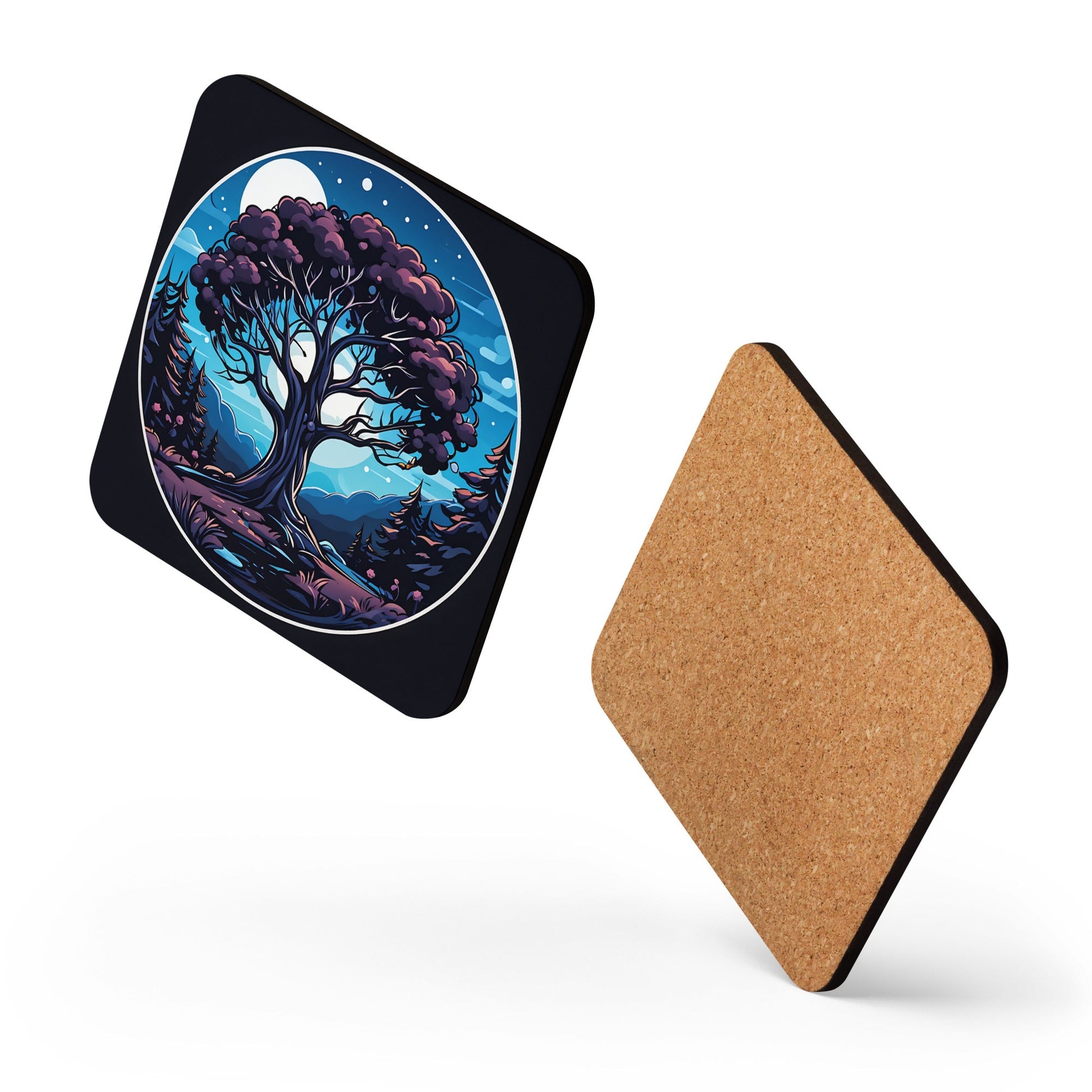 Night Tree Cork-back Coaster - Coasters - Discovery Co.