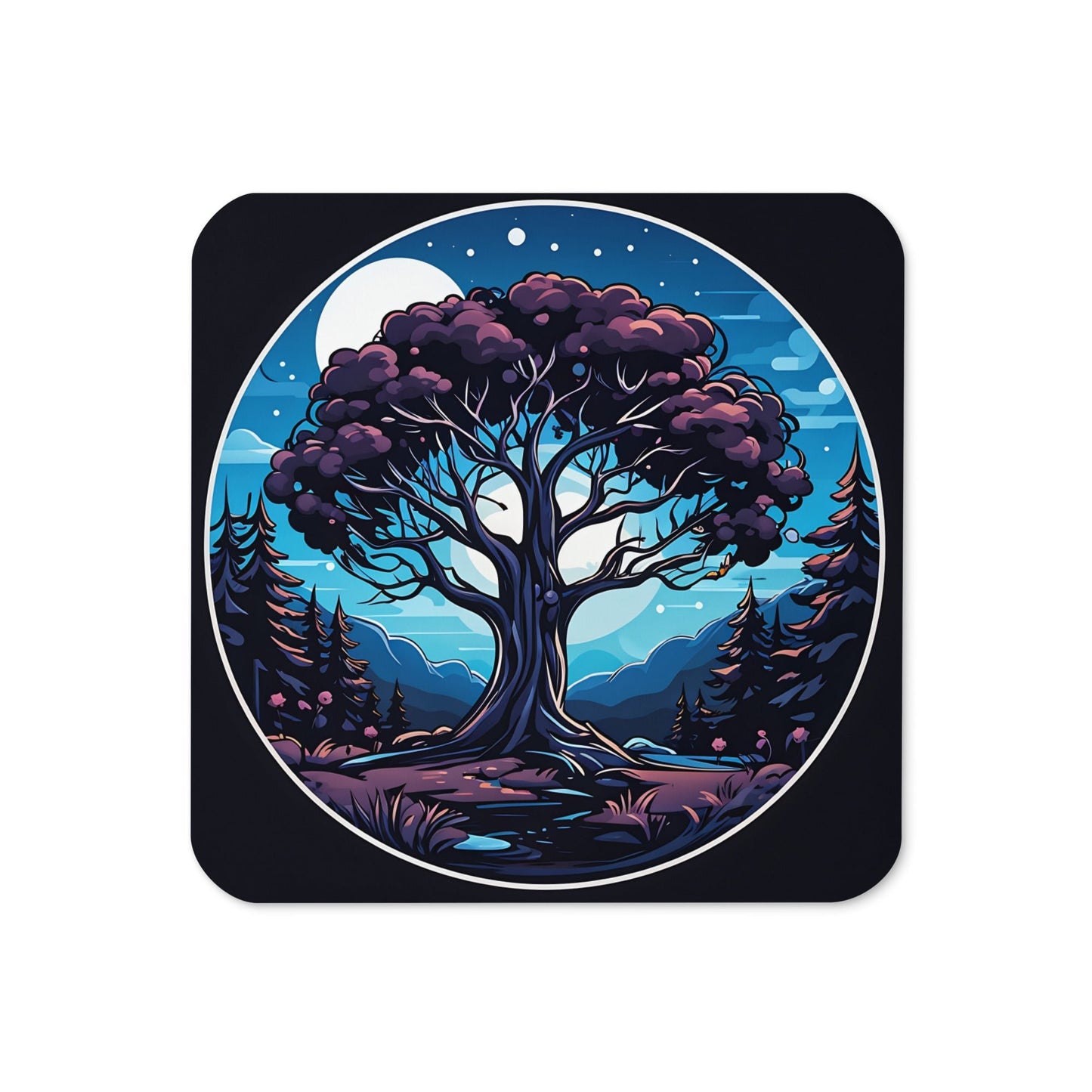 Night Tree Cork-back Coaster - Coasters - Discovery Co.