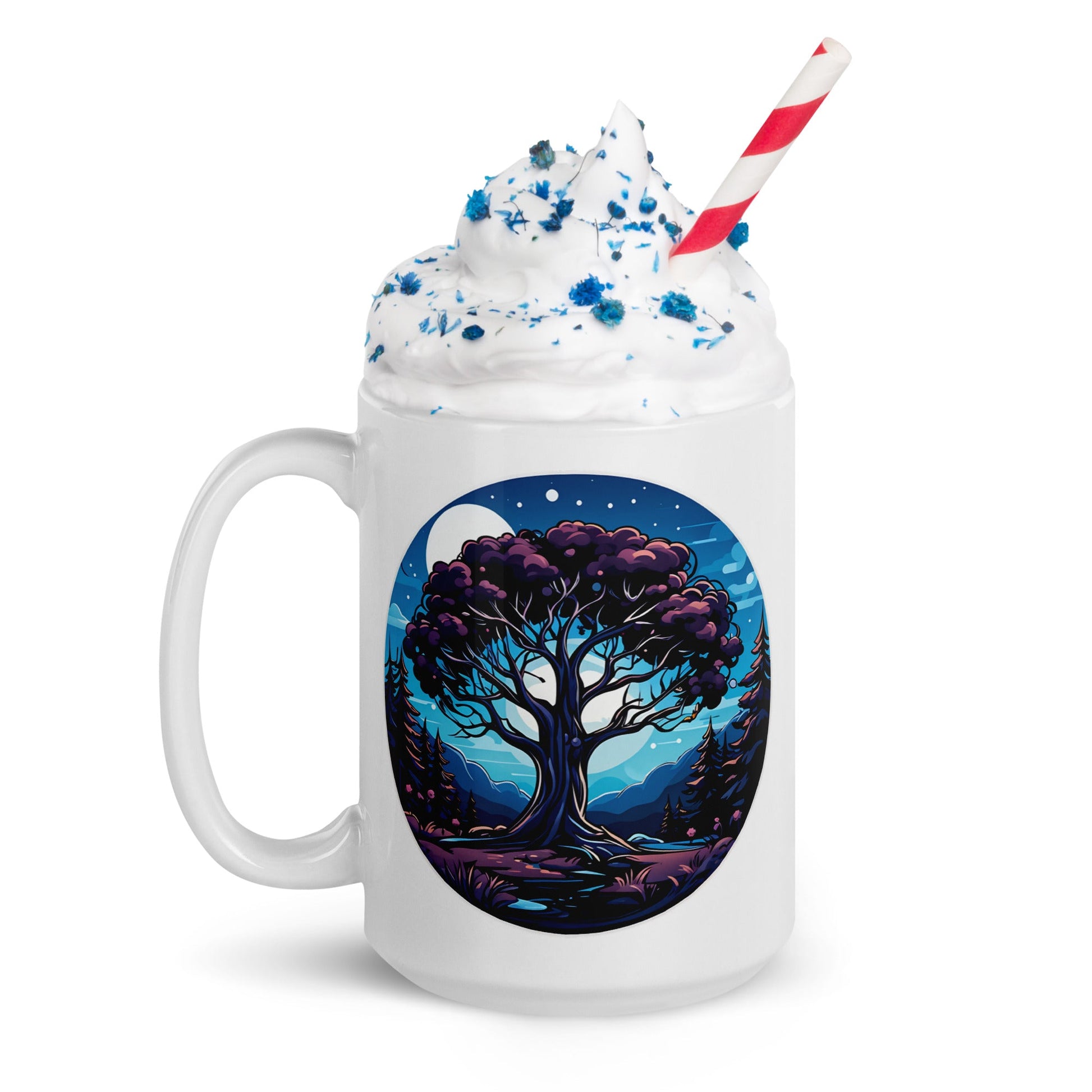 Night Tree White Glossy Mug (11 oz, 15 oz, 20 oz) - Mugs - Discovery Co.