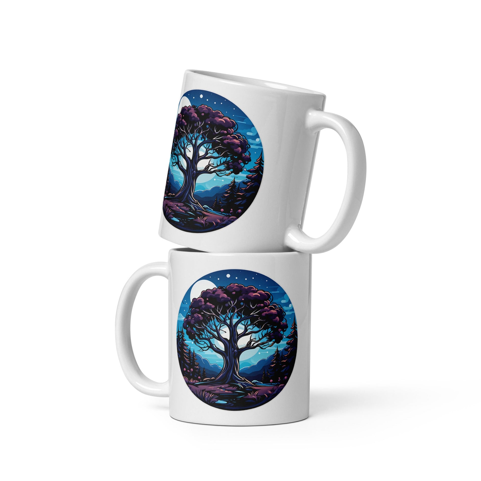 Night Tree White Glossy Mug (11 oz, 15 oz, 20 oz) - Mugs - Discovery Co.