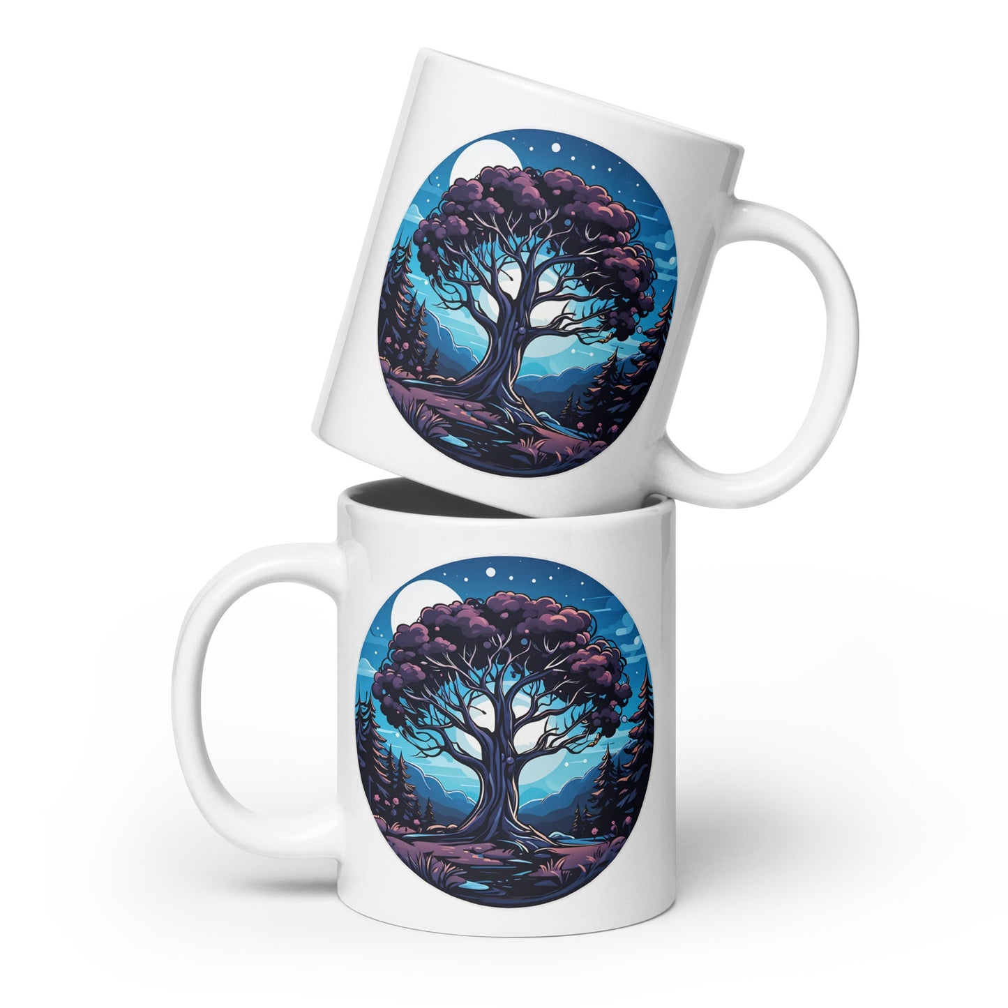 Night Tree White Glossy Mug (11 oz, 15 oz, 20 oz) - Mugs - Discovery Co.