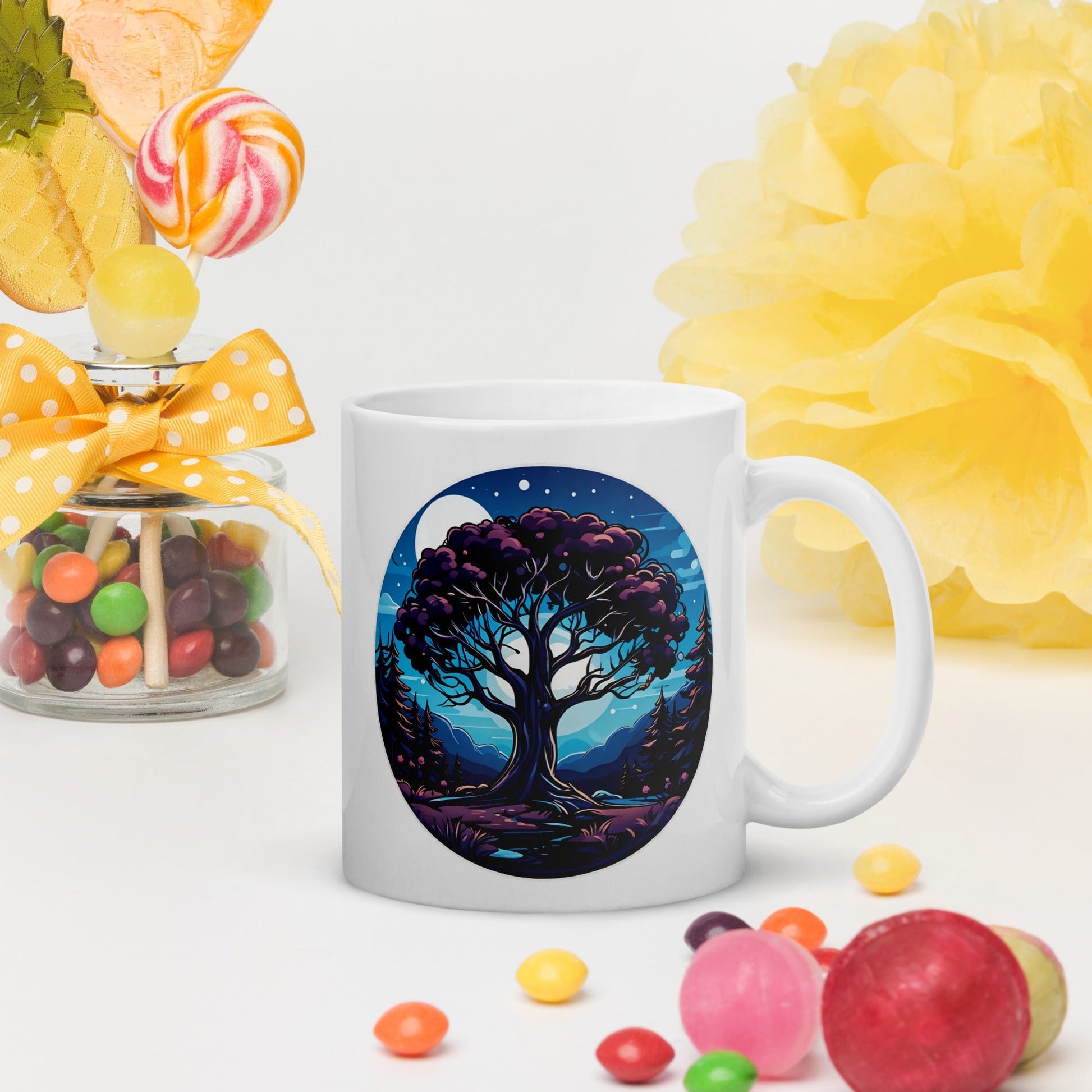 Night Tree White Glossy Mug (11 oz, 15 oz, 20 oz) - Mugs - Discovery Co.