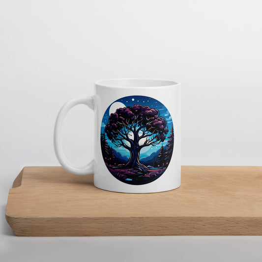 Night Tree White Glossy Mug (11 oz, 15 oz, 20 oz) - Mugs - Discovery Co.