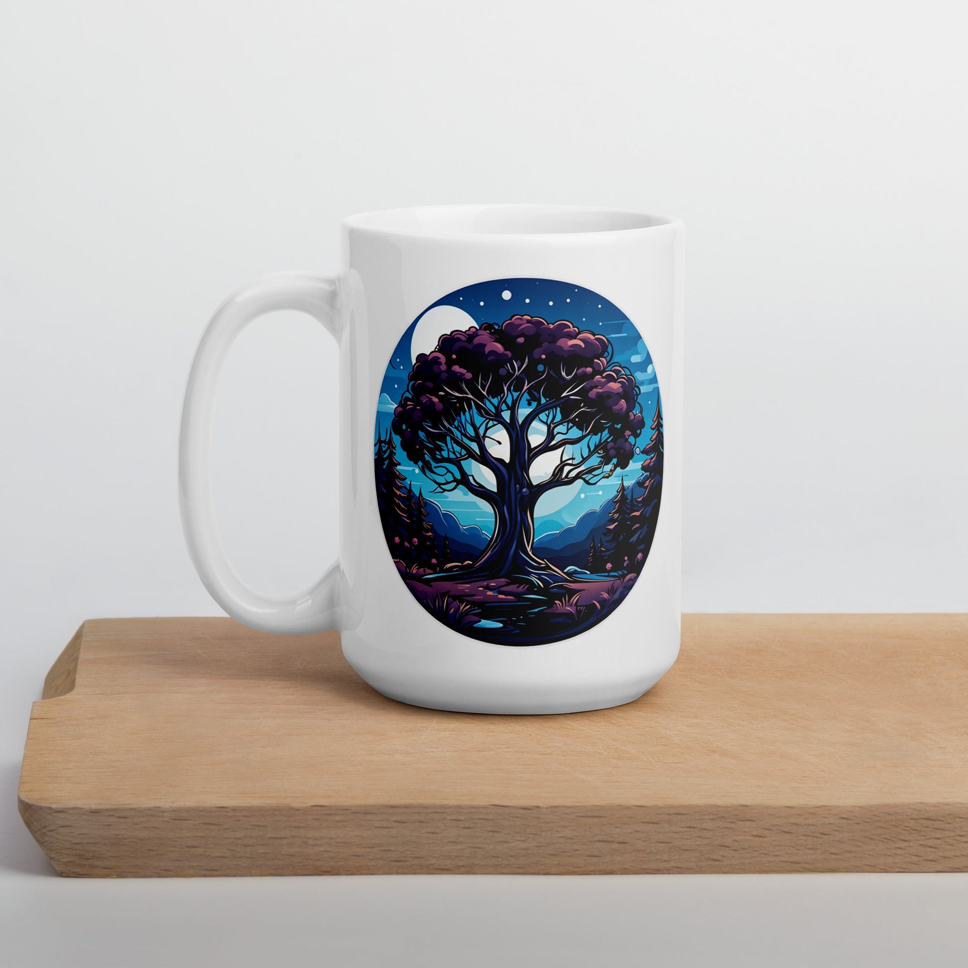 Night Tree White Glossy Mug (11 oz, 15 oz, 20 oz) - Mugs - Discovery Co.