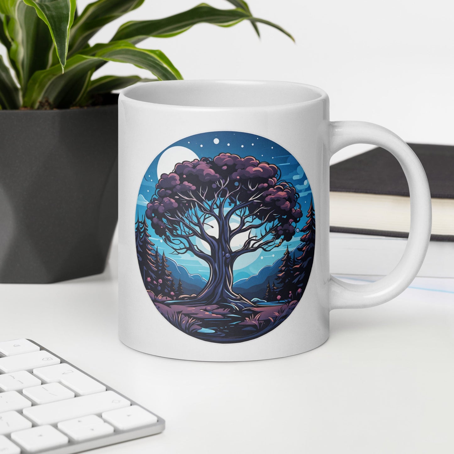 Night Tree White Glossy Mug (11 oz, 15 oz, 20 oz) - Mugs - Discovery Co.