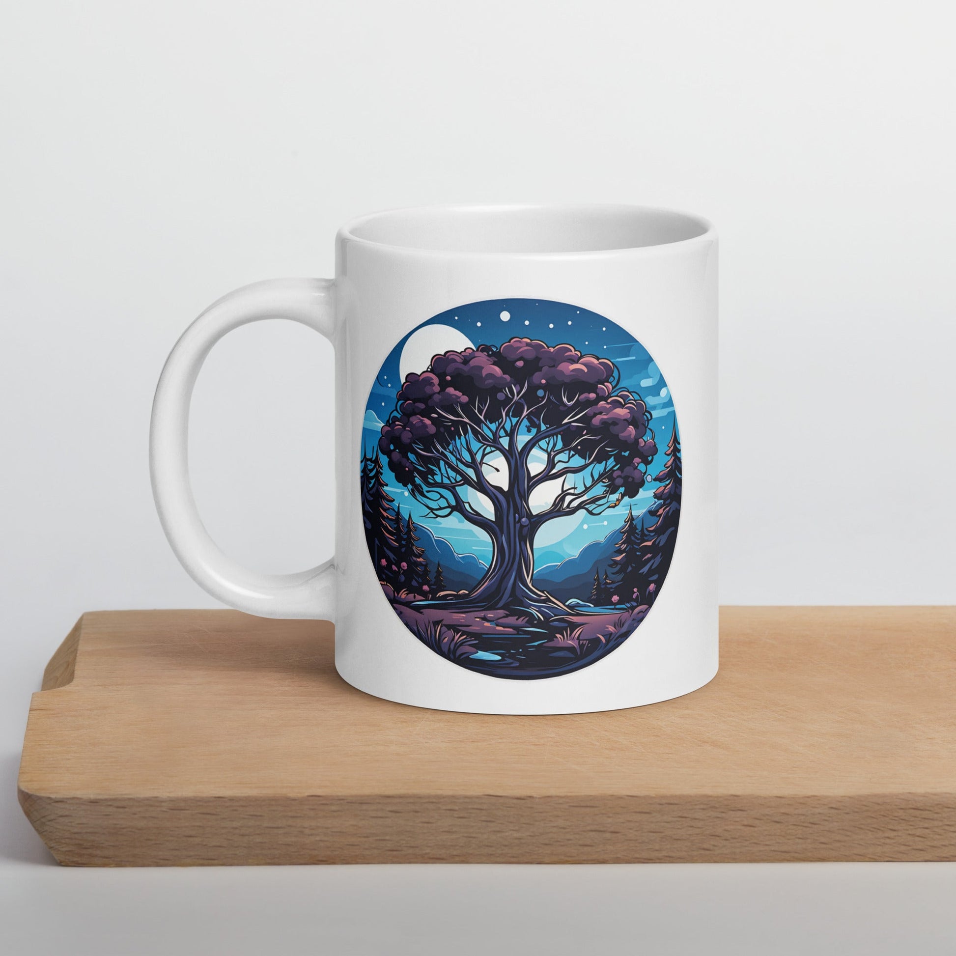 Night Tree White Glossy Mug (11 oz, 15 oz, 20 oz) - Mugs - Discovery Co.