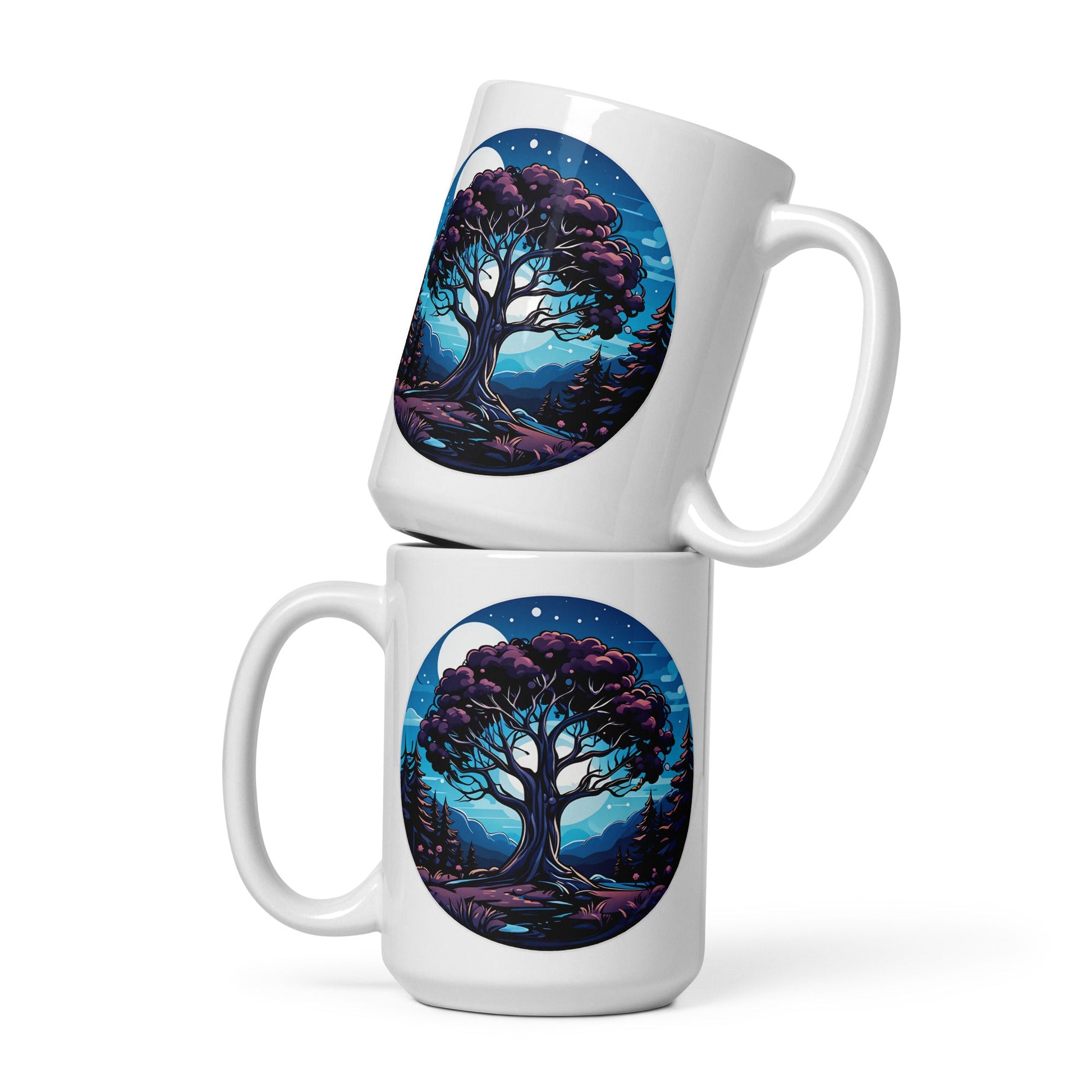 Night Tree White Glossy Mug (11 oz, 15 oz, 20 oz) - Mugs - Discovery Co.