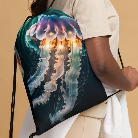 Northern Lights Jellyfish Drawstring Bag - Drawstring Bag - Discovery Co.