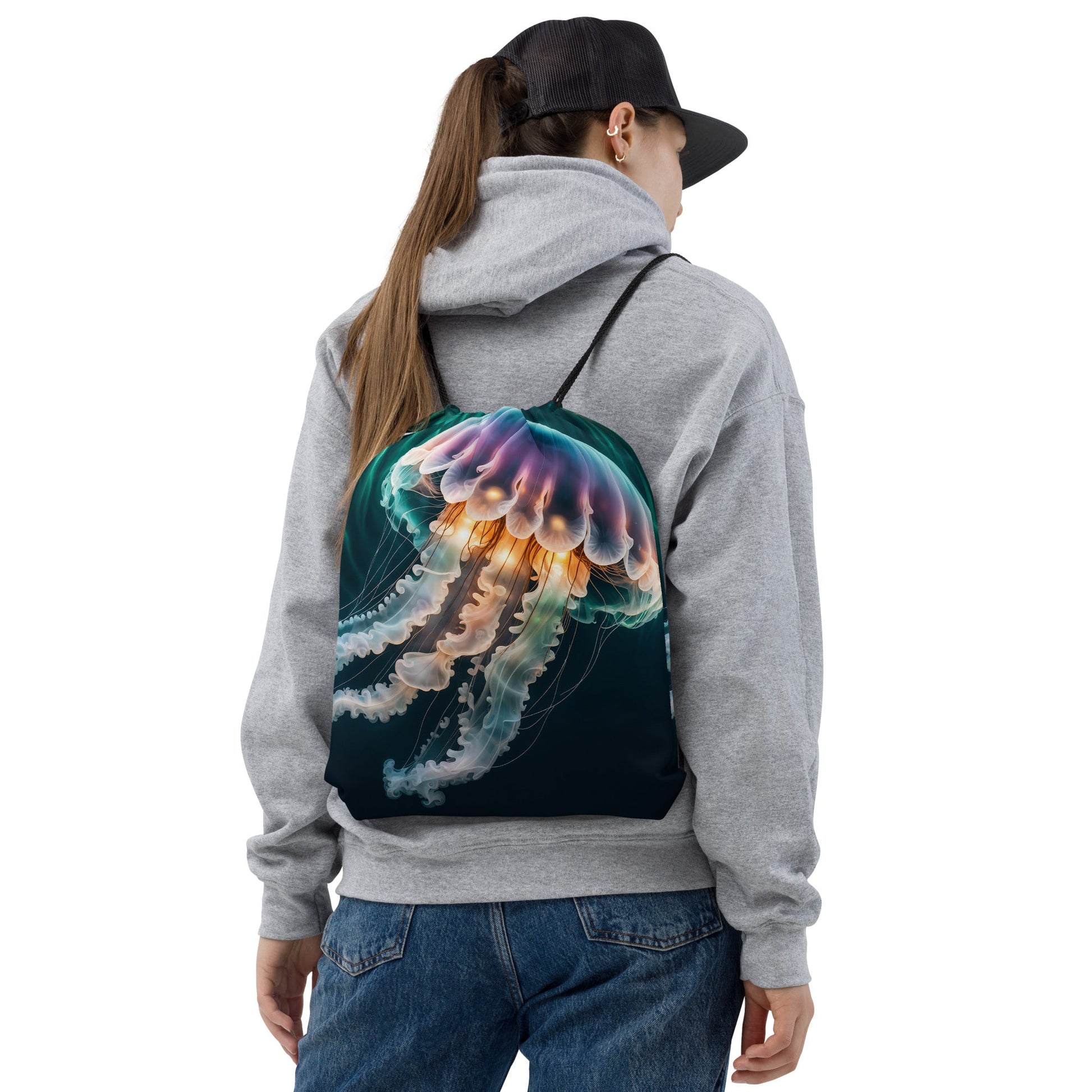 Northern Lights Jellyfish Drawstring Bag - Drawstring Bag - Discovery Co.