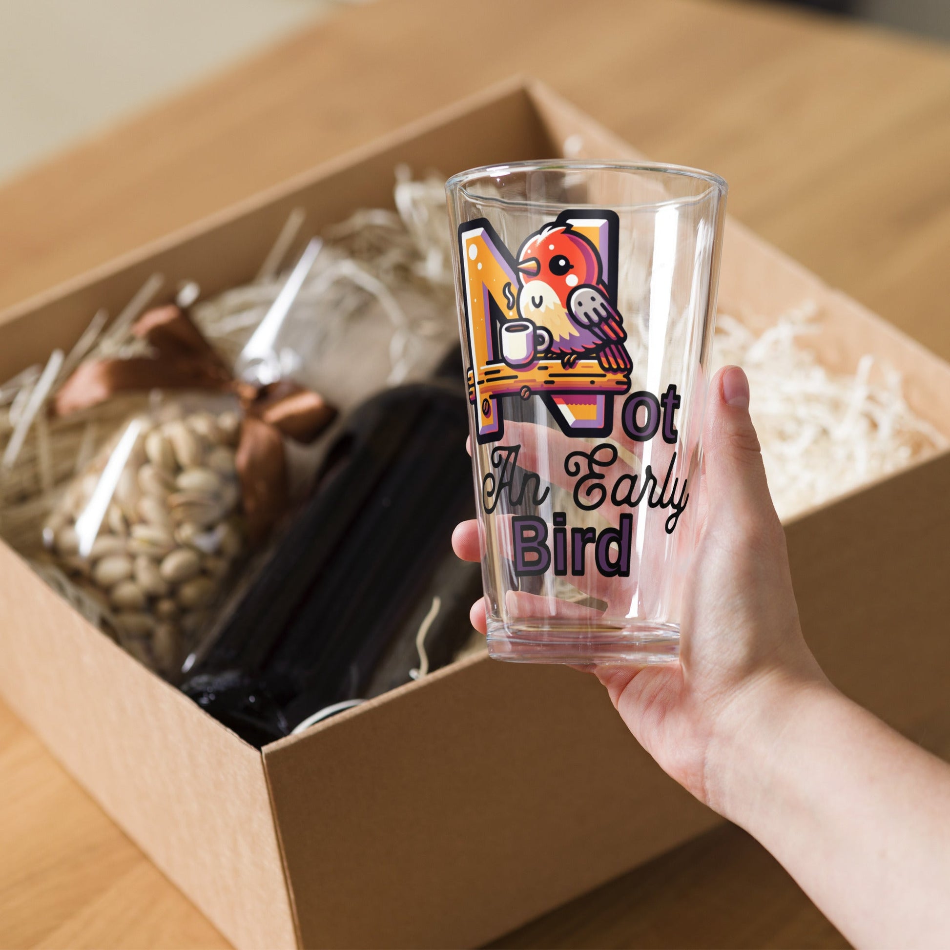 Not An Early Bird Pint Glass - Beer Glass - Discovery Co.