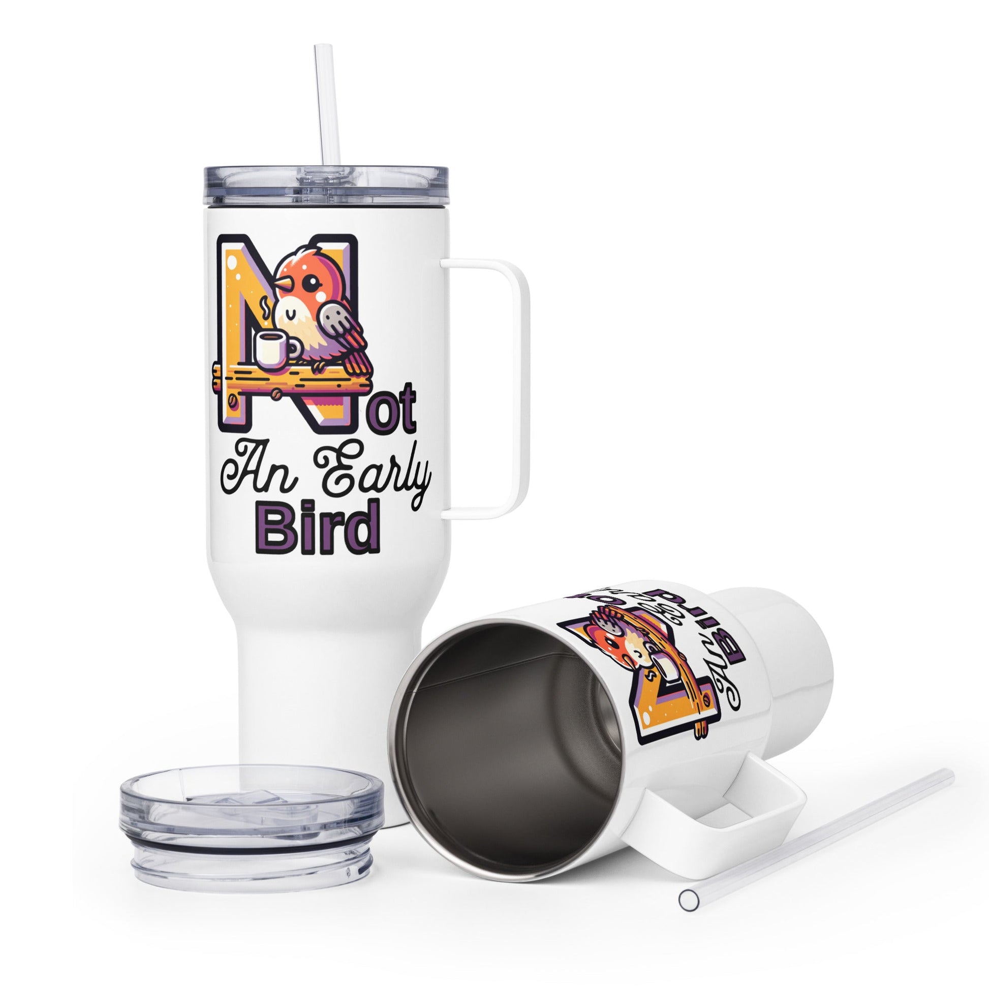 Not An Early Bird Travel Mug With Handle (25 oz and 40 oz) - Travel Mug - Discovery Co.