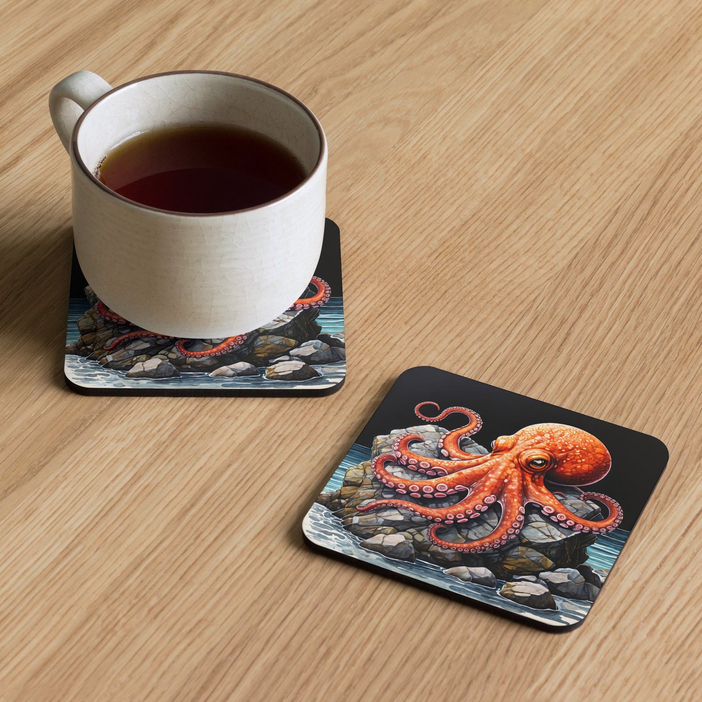 Octopus On A Rock Cork-back Coaster - Coasters - Discovery Co.