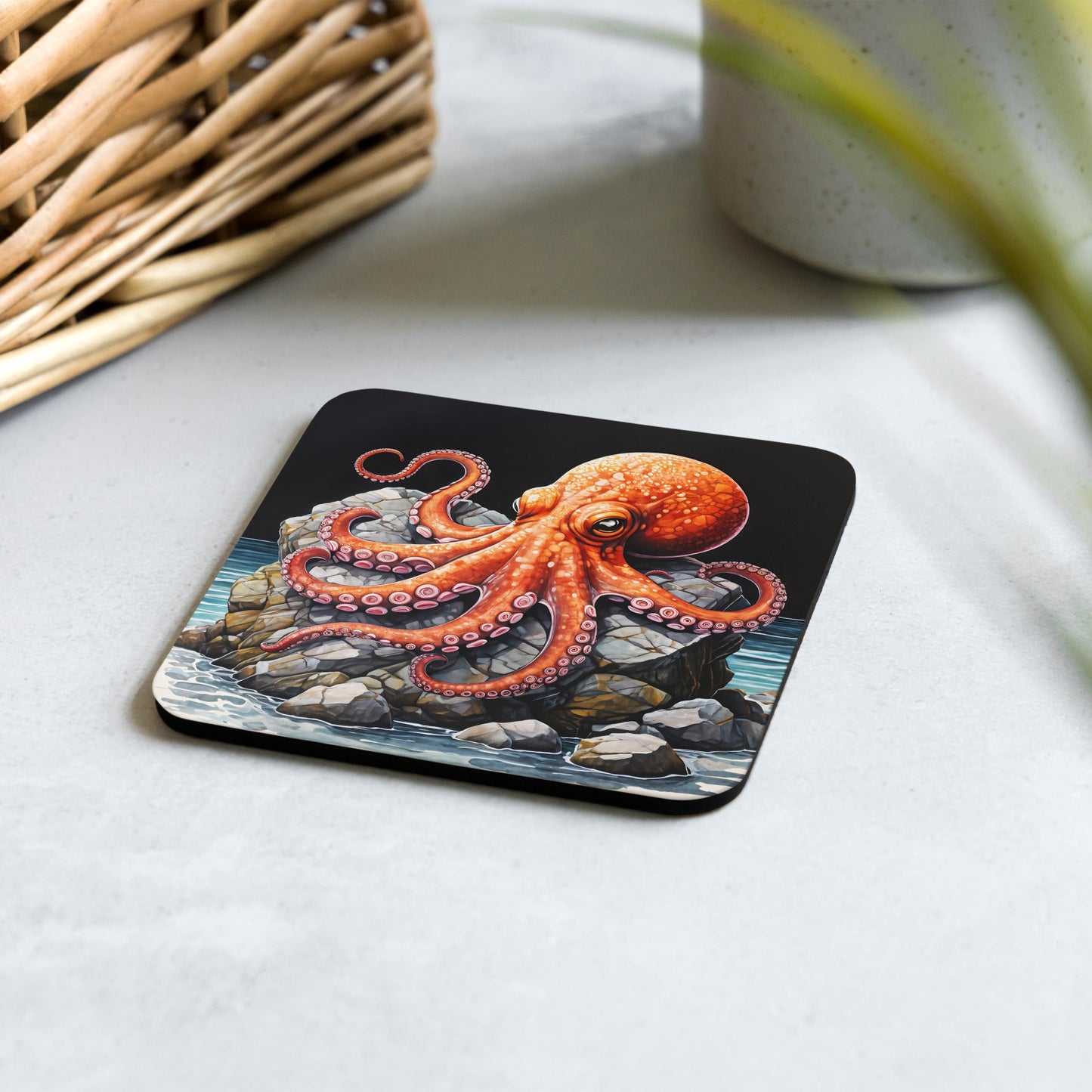 Octopus On A Rock Cork-back Coaster - Coasters - Discovery Co.