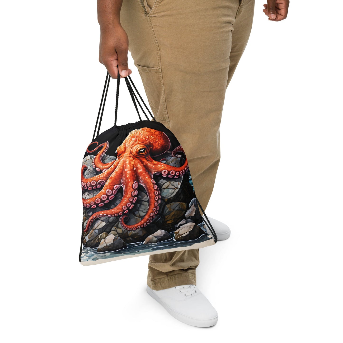 Octopus On A Rock Drawstring Bag - Drawstring Bag - Discovery Co.