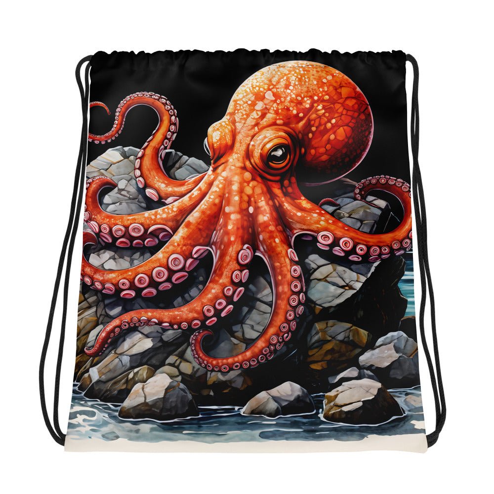 Octopus On A Rock Drawstring Bag - Drawstring Bag - Discovery Co.