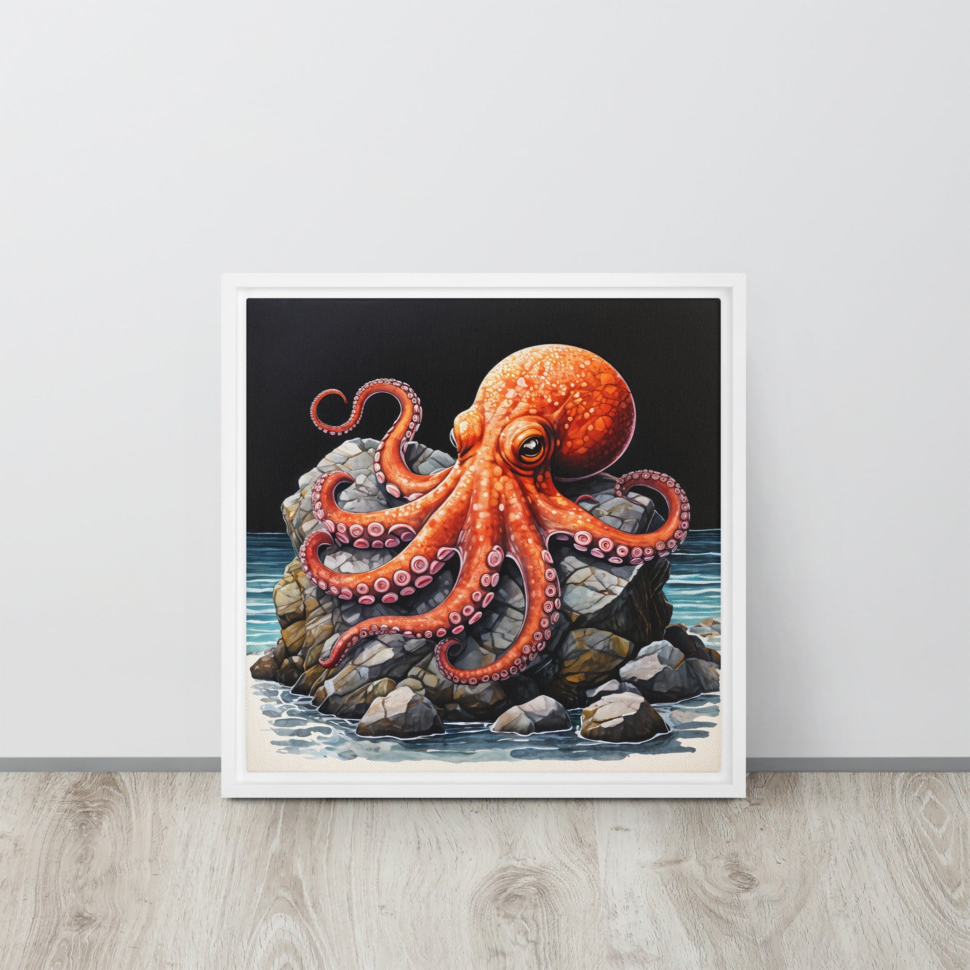 Octopus On A Rock Framed Canvas - Canvas Prints - Discovery Co.