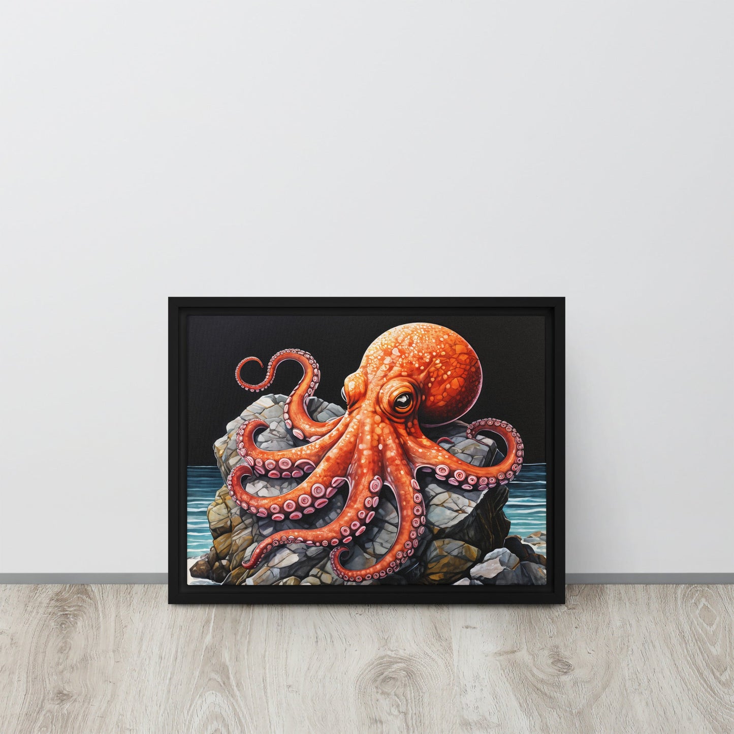 Octopus On A Rock Framed Canvas - Canvas Prints - Discovery Co.