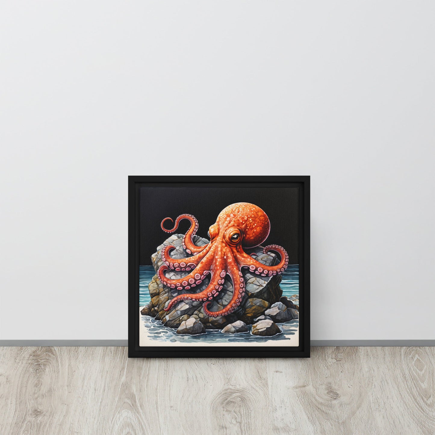 Octopus On A Rock Framed Canvas - Canvas Prints - Discovery Co.