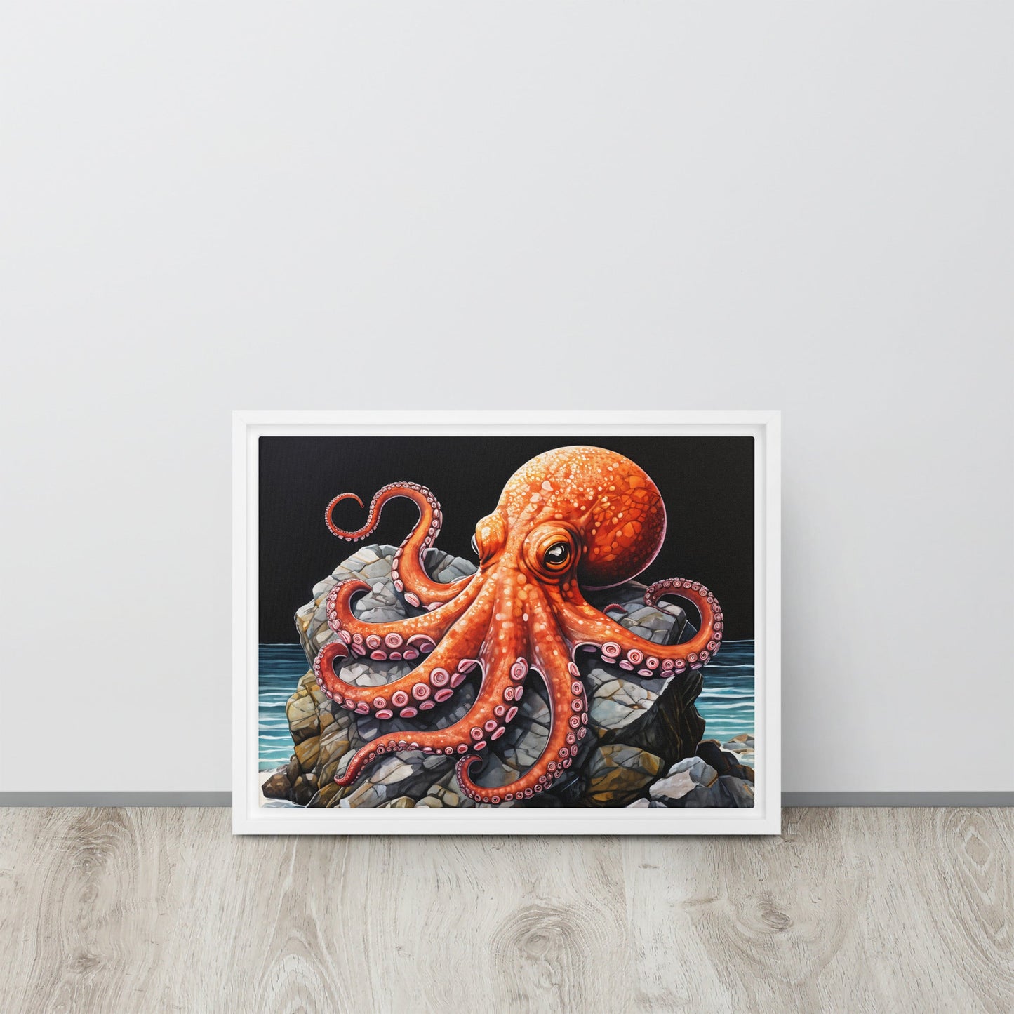 Octopus On A Rock Framed Canvas - Canvas Prints - Discovery Co.