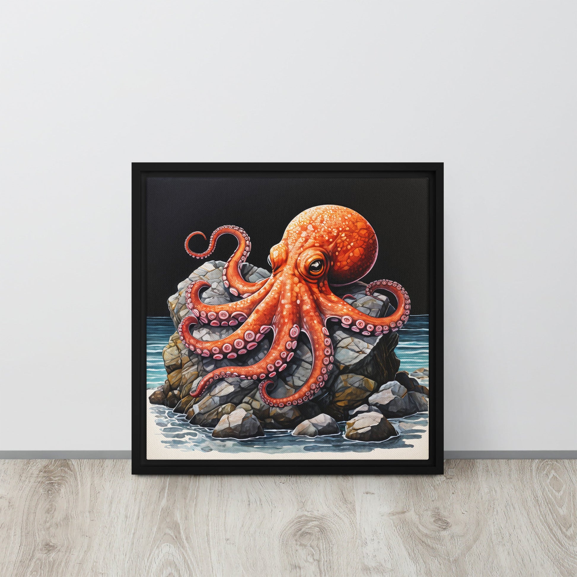 Octopus On A Rock Framed Canvas - Canvas Prints - Discovery Co.