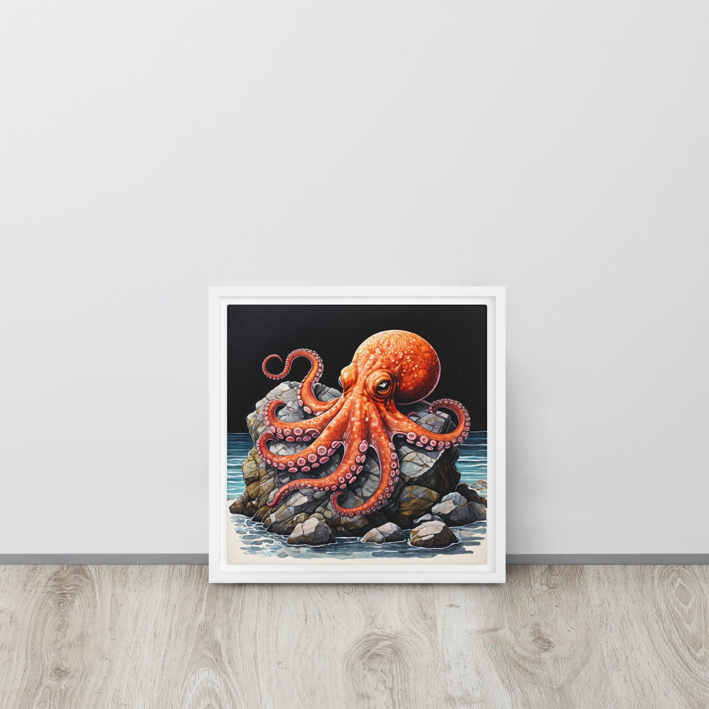 Octopus On A Rock Framed Canvas - Canvas Prints - Discovery Co.