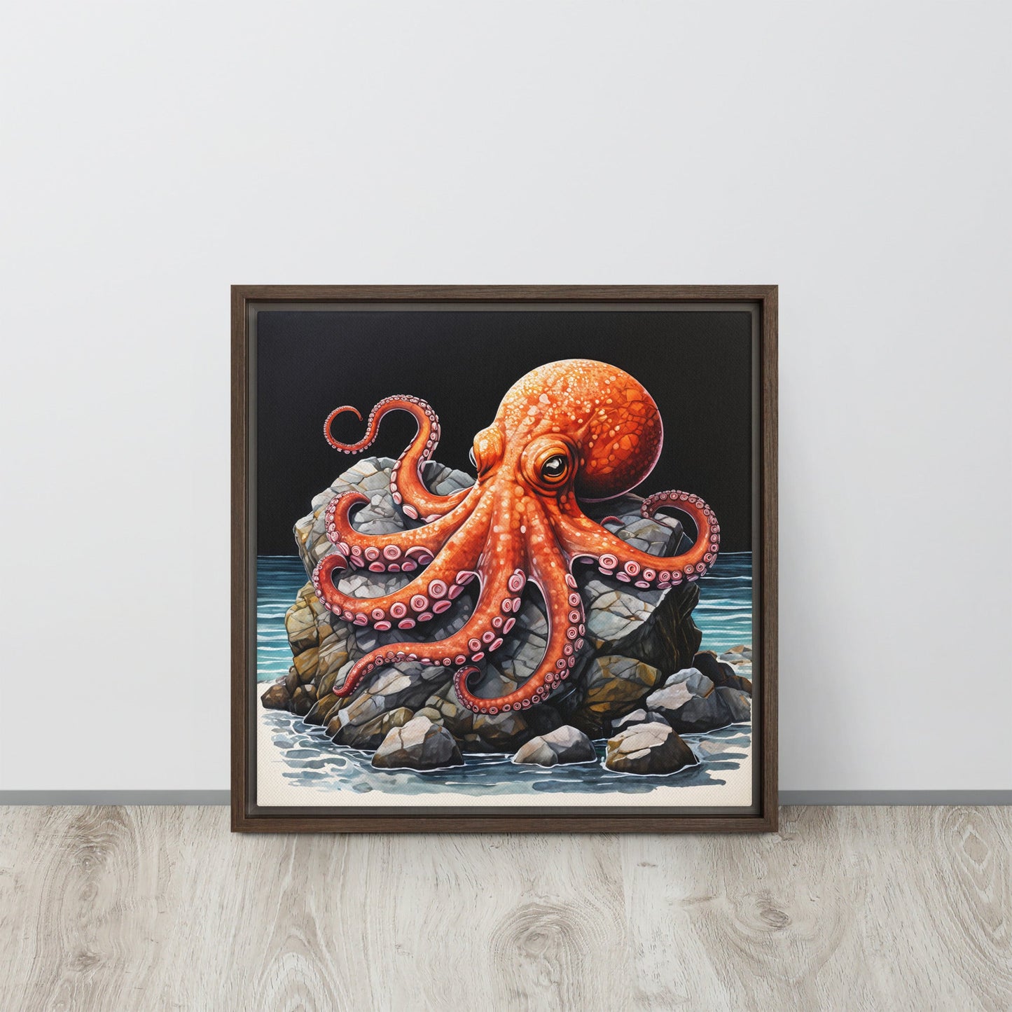 Octopus On A Rock Framed Canvas - Canvas Prints - Discovery Co.