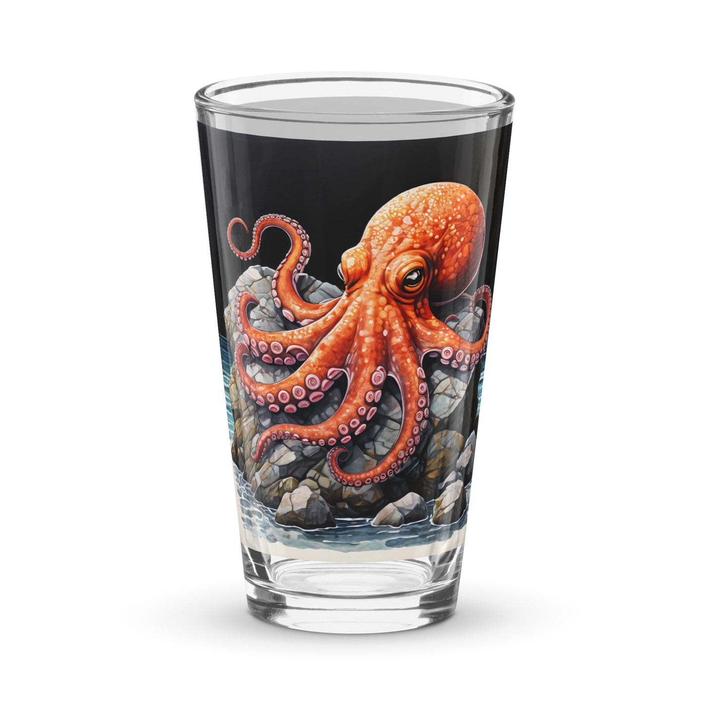 Octopus On A Rock Pint Glass (16 oz) - Beer Glass - Discovery Co.