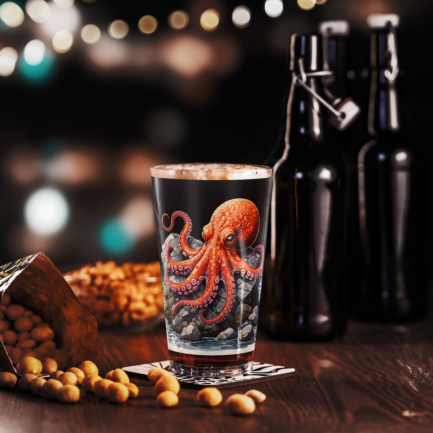 Octopus On A Rock Pint Glass (16 oz) - Beer Glass - Discovery Co.