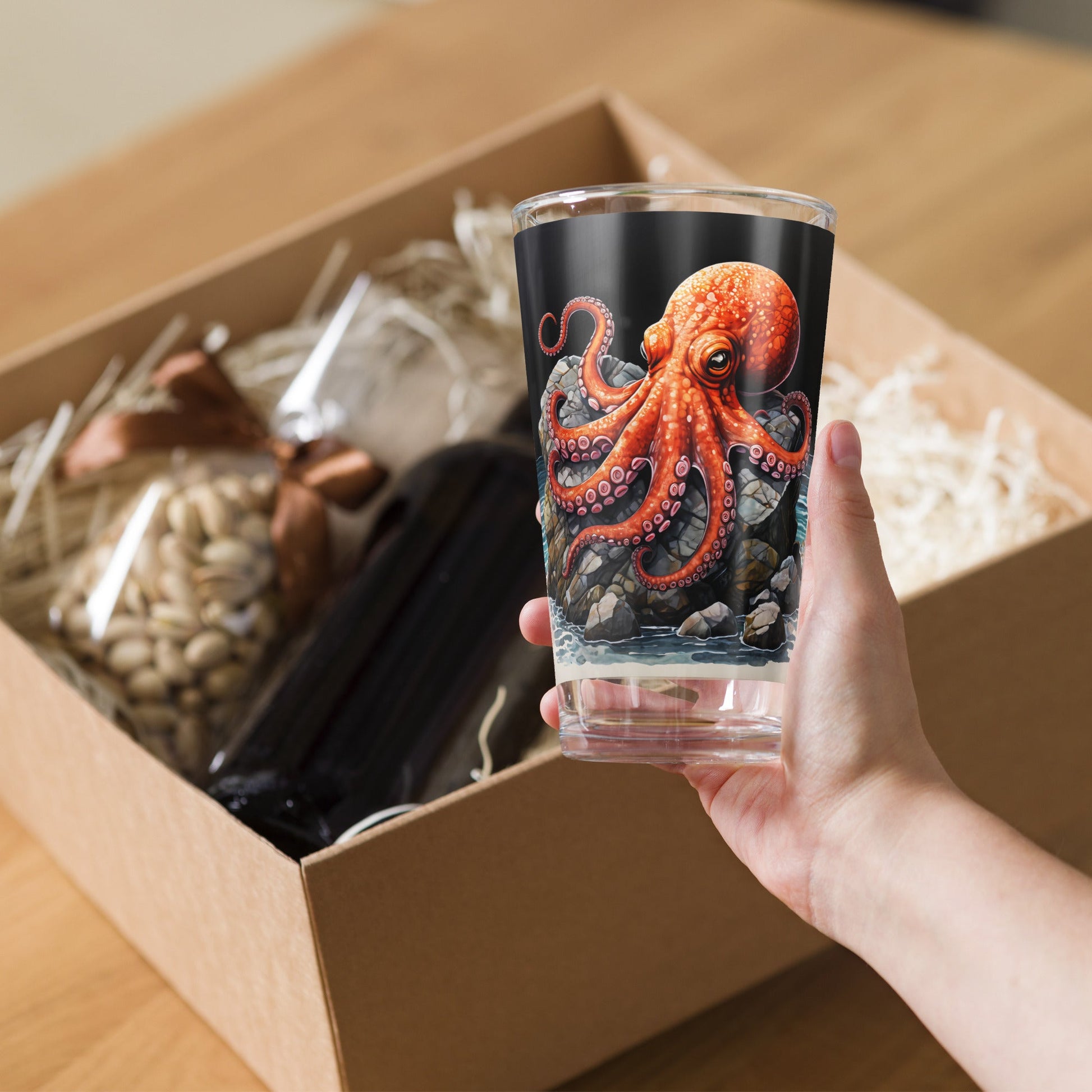 Octopus On A Rock Pint Glass (16 oz) - Beer Glass - Discovery Co.