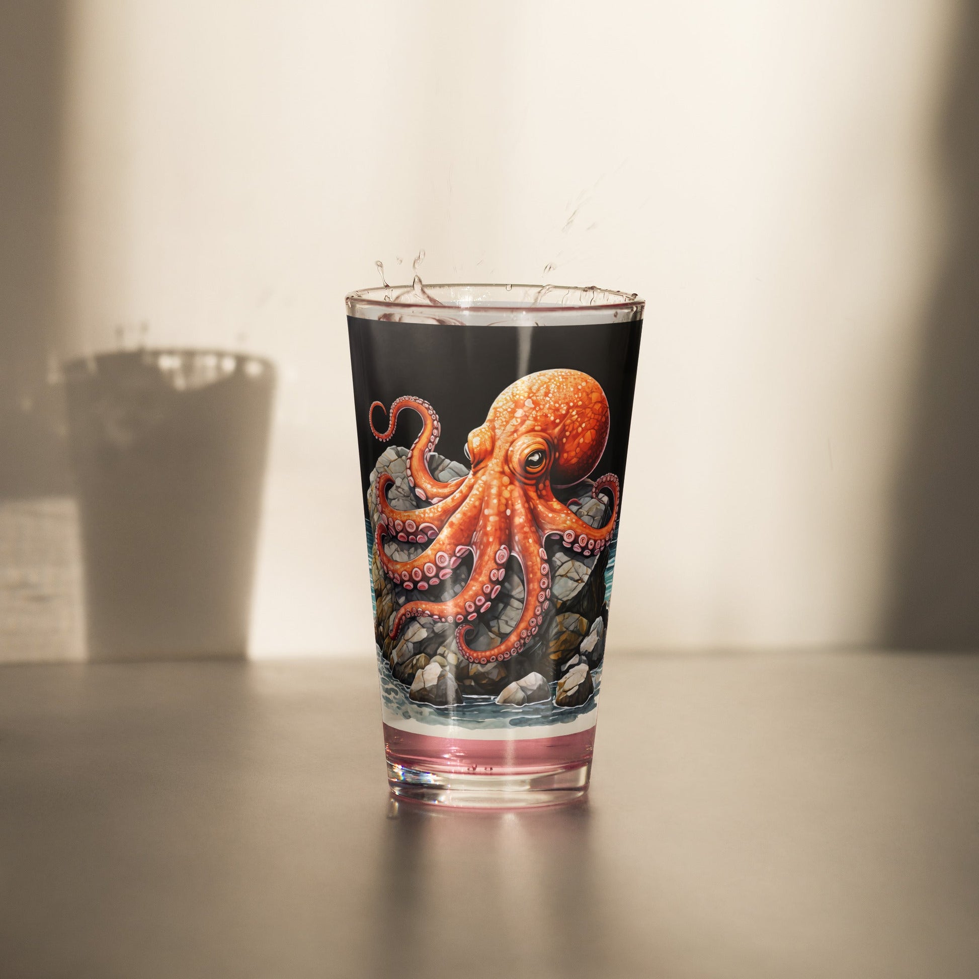 Octopus On A Rock Pint Glass (16 oz) - Beer Glass - Discovery Co.