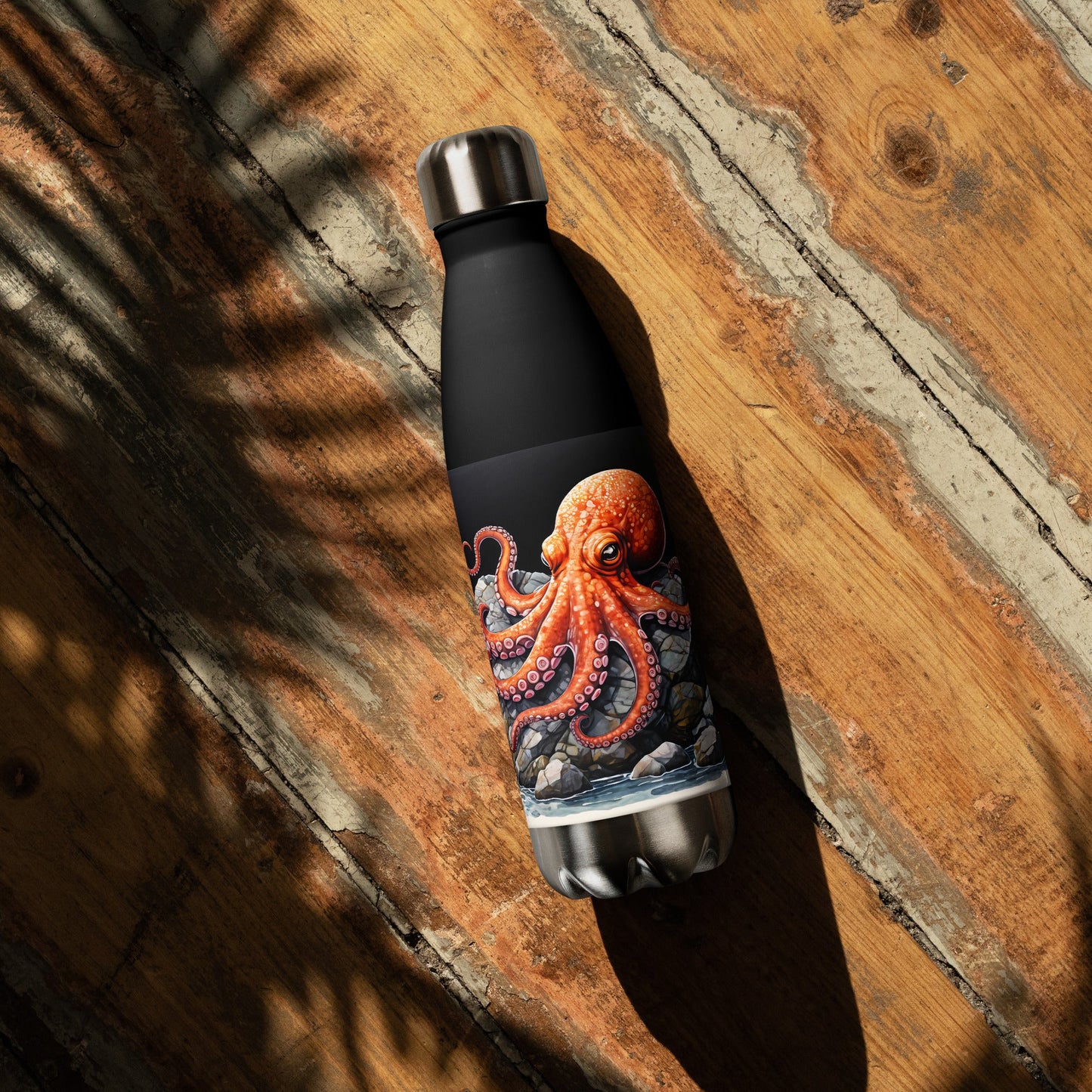 Octopus On A Rock Stainless Steel Water Bottle - Stainless Steel Water Bottle - Discovery Co.