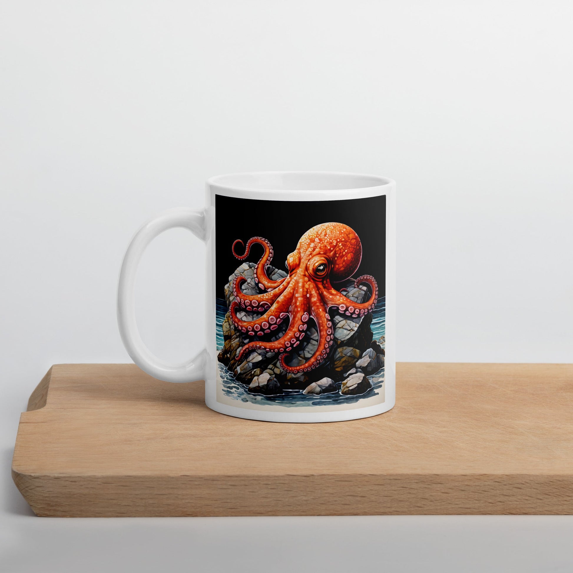 Octopus On A Rock White Glossy Mug (11 oz, 15 oz, 20 oz) - Mugs - Discovery Co.