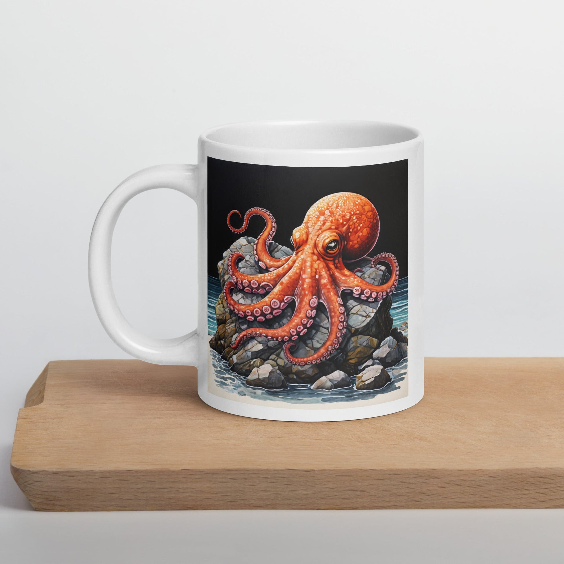 Octopus On A Rock White Glossy Mug (11 oz, 15 oz, 20 oz) - Mugs - Discovery Co.