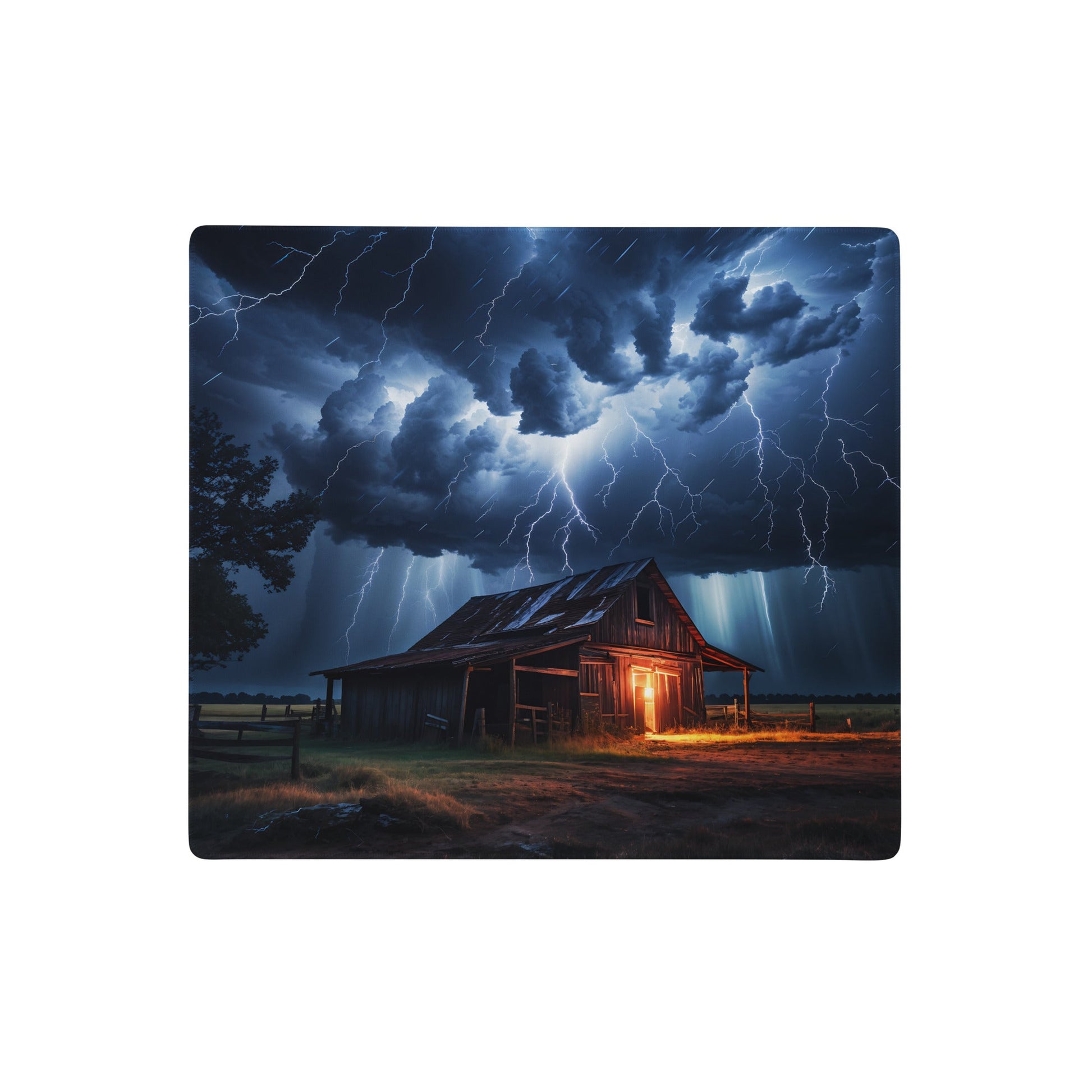 Old Barn In A Lightning Storm Gaming Mouse Pad - Mouse Pads - Discovery Co.