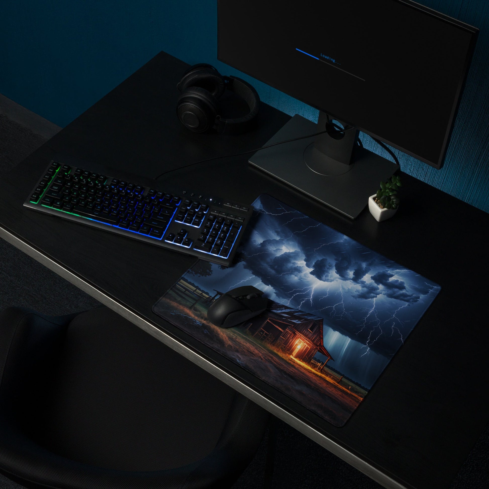 Old Barn In A Lightning Storm Gaming Mouse Pad - Mouse Pads - Discovery Co.