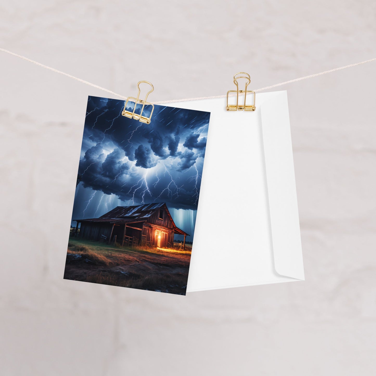 Old Barn In A Lightning Storm Greeting Card - Greeting Card - Discovery Co.