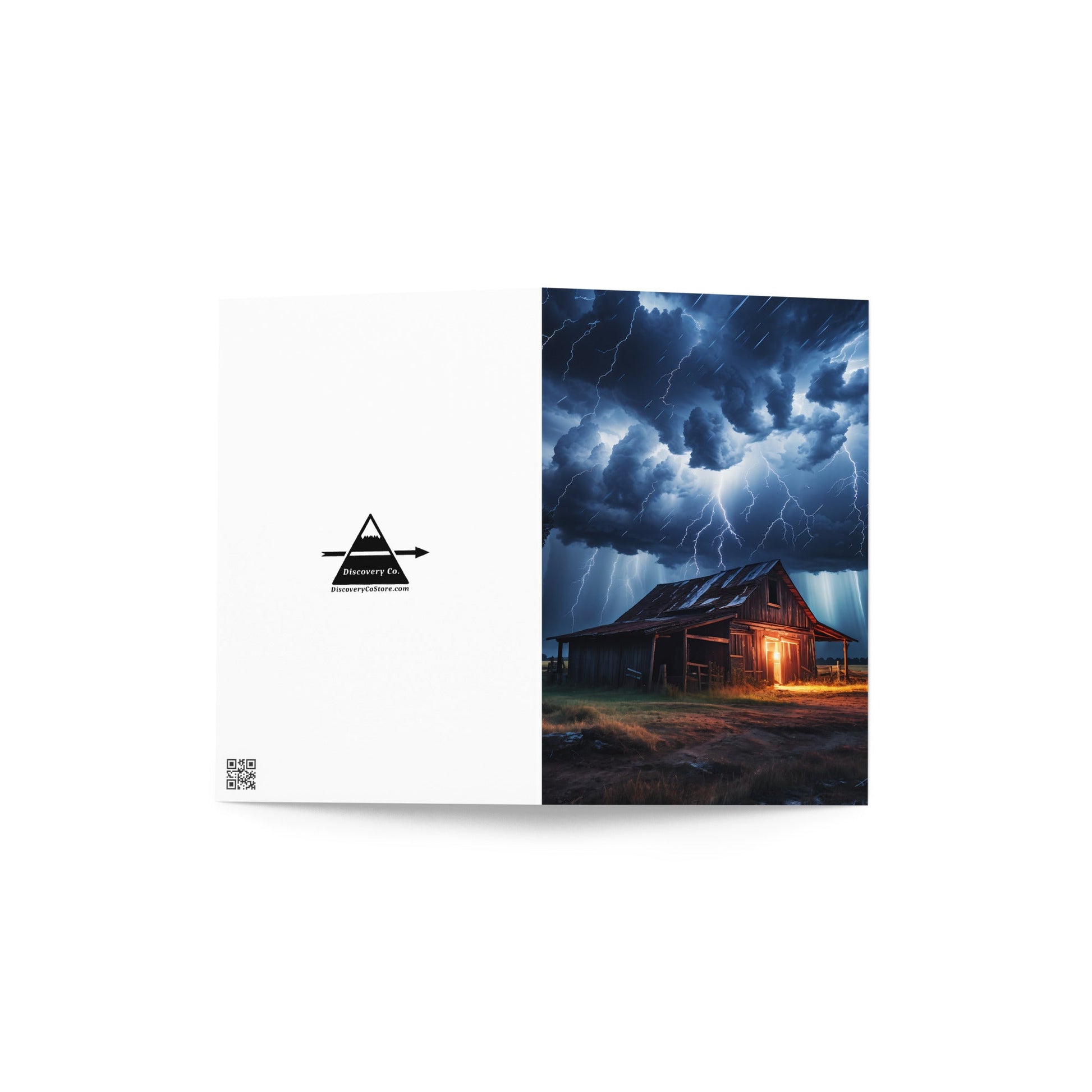 Old Barn In A Lightning Storm Greeting Card - Greeting Card - Discovery Co.