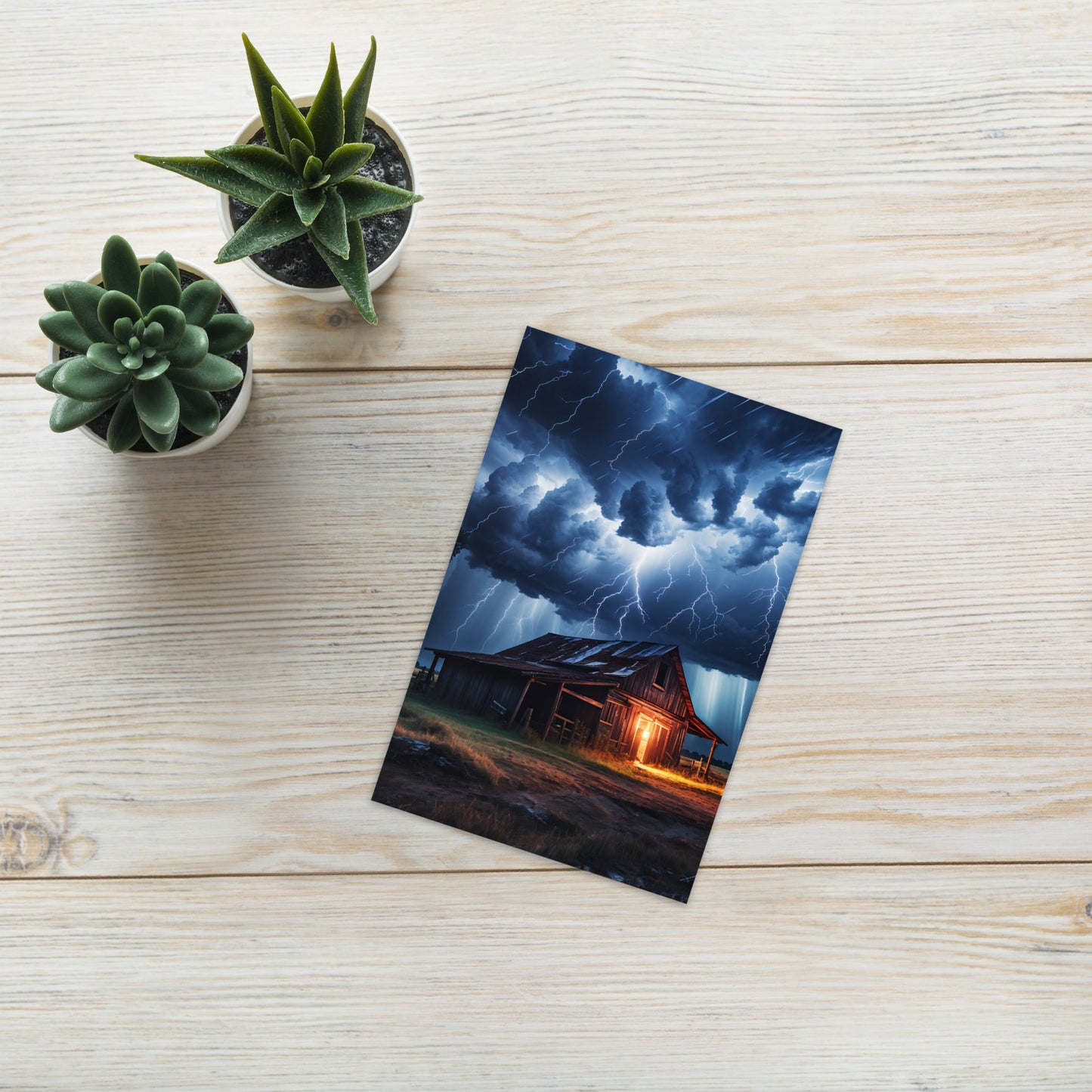 Old Barn In A Lightning Storm Greeting Card - Greeting Card - Discovery Co.