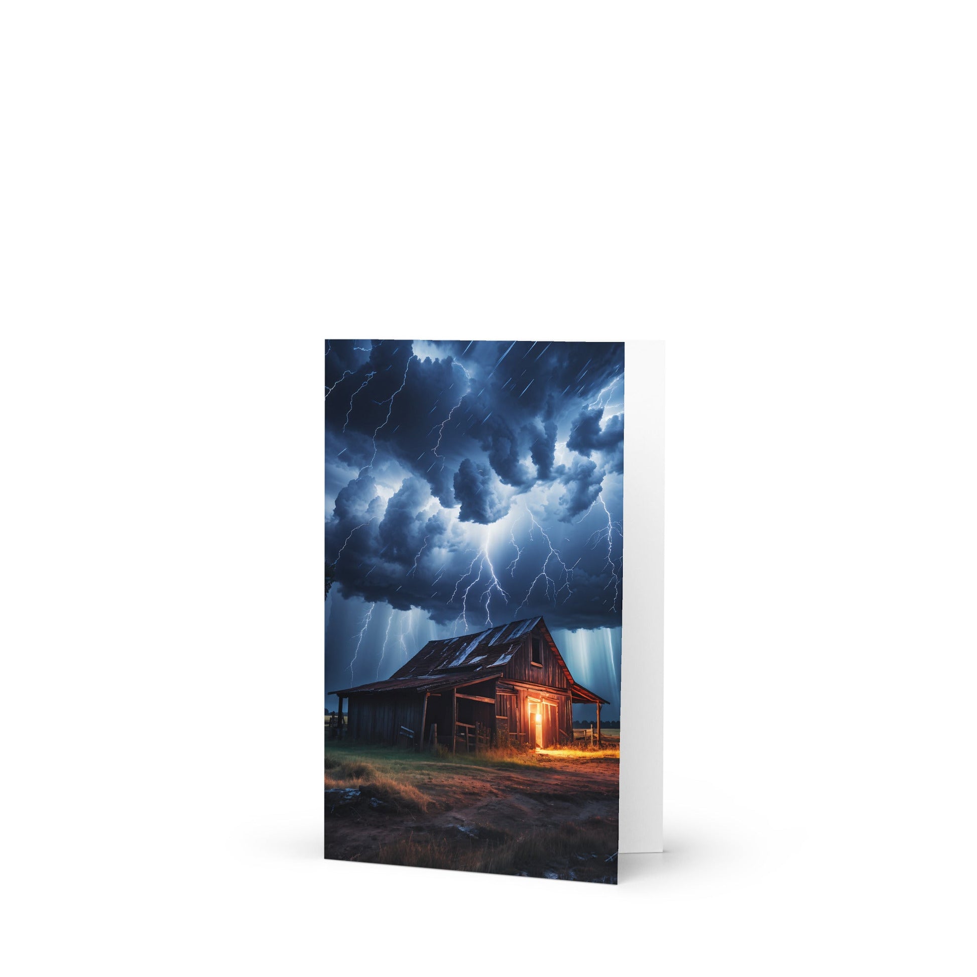 Old Barn In A Lightning Storm Greeting Card - Greeting Card - Discovery Co.