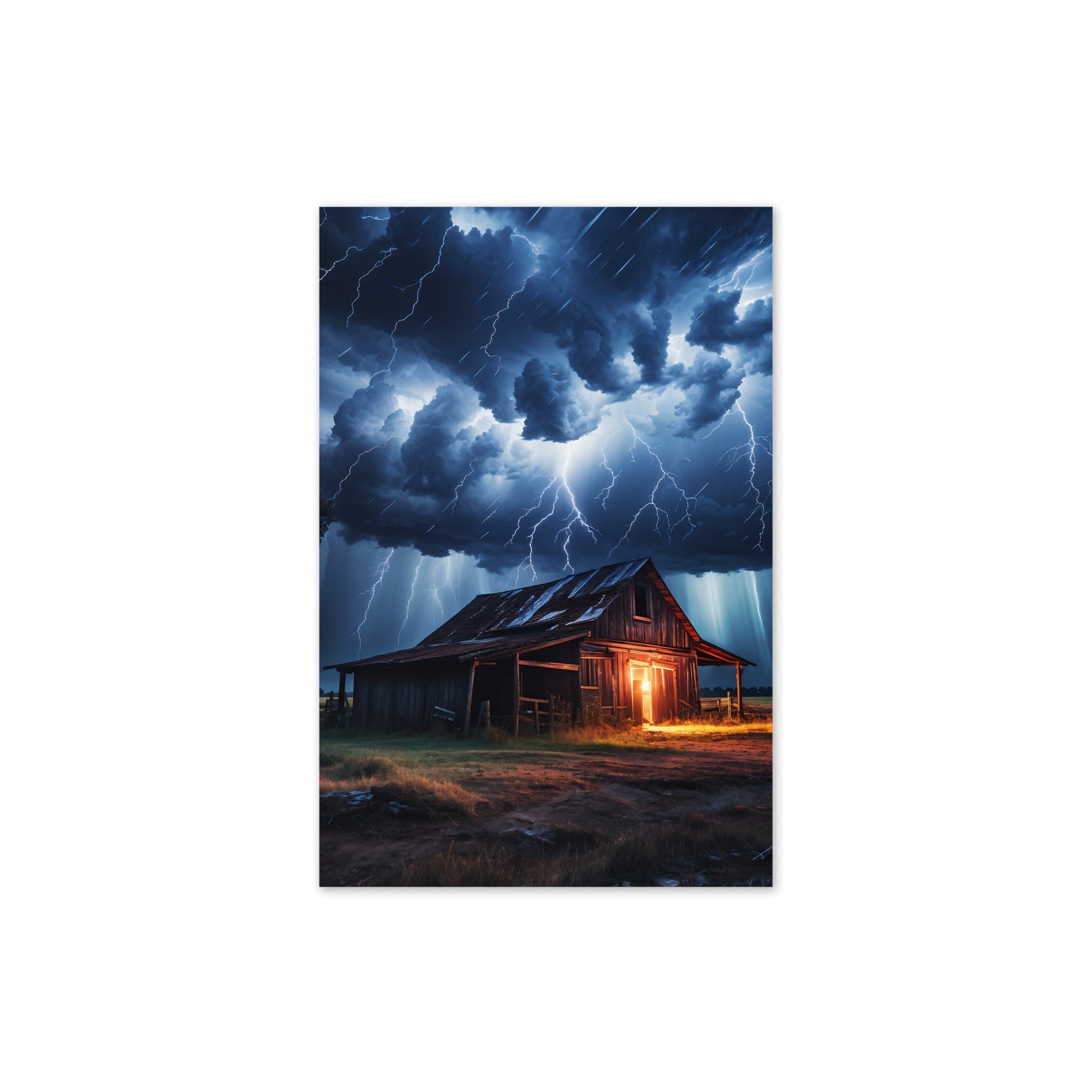 Old Barn In A Lightning Storm Greeting Card - Greeting Card - Discovery Co.