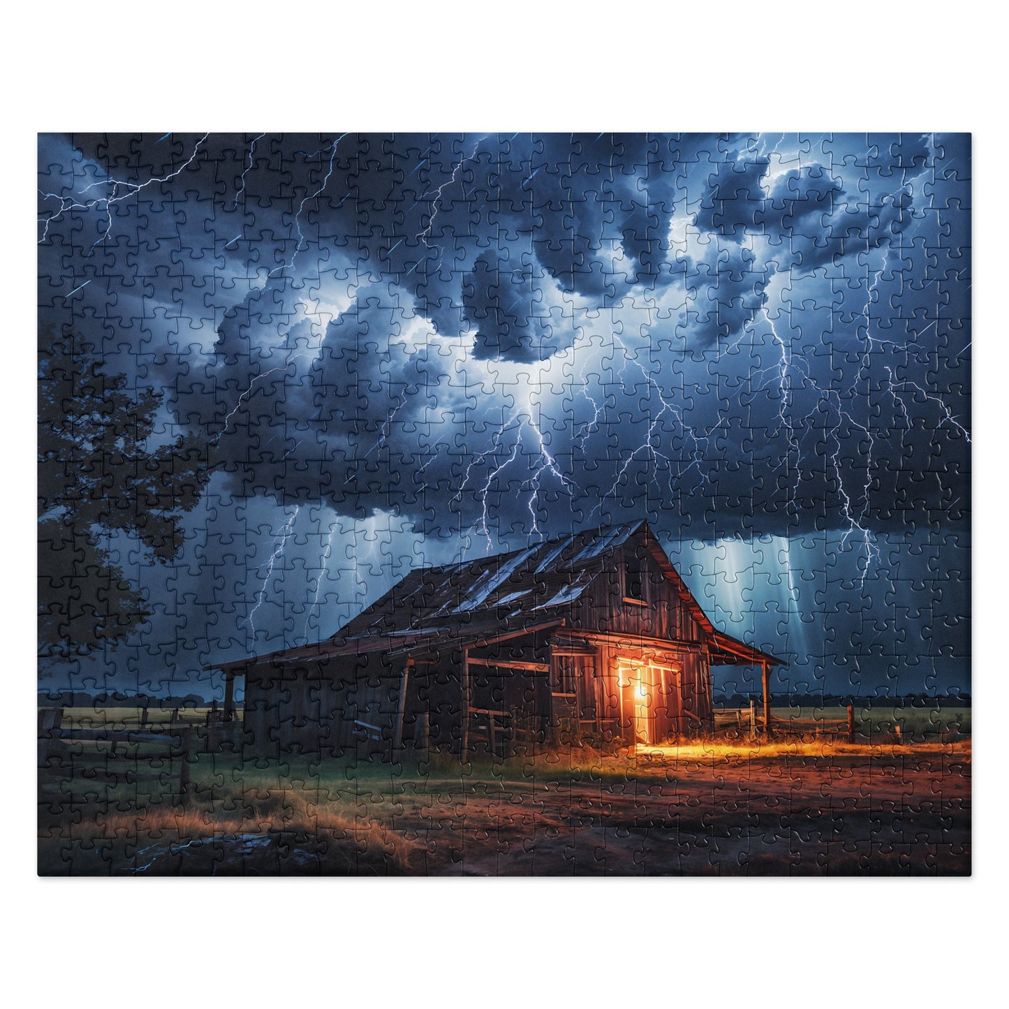 Old Barn In A Lightning Storm Jigsaw Puzzle - Puzzle - Discovery Co.