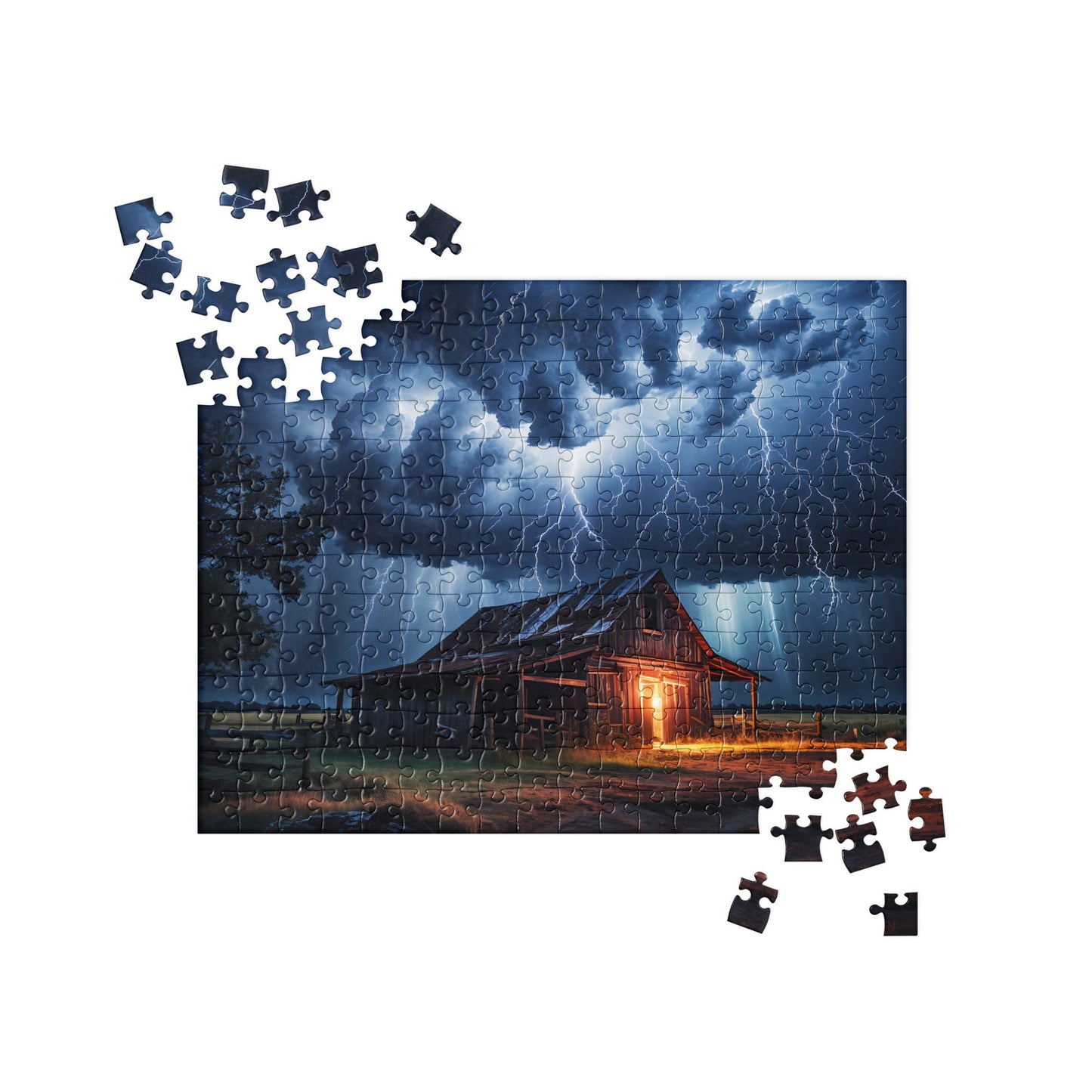 Old Barn In A Lightning Storm Jigsaw Puzzle - Puzzle - Discovery Co.
