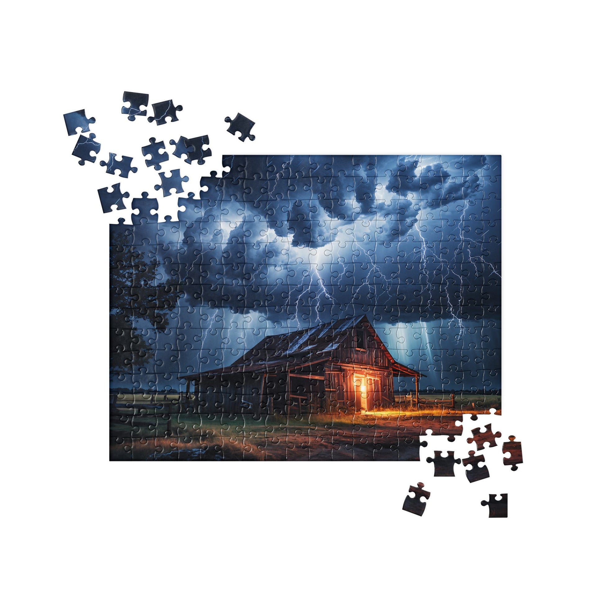Old Barn In A Lightning Storm Jigsaw Puzzle - Puzzle - Discovery Co.