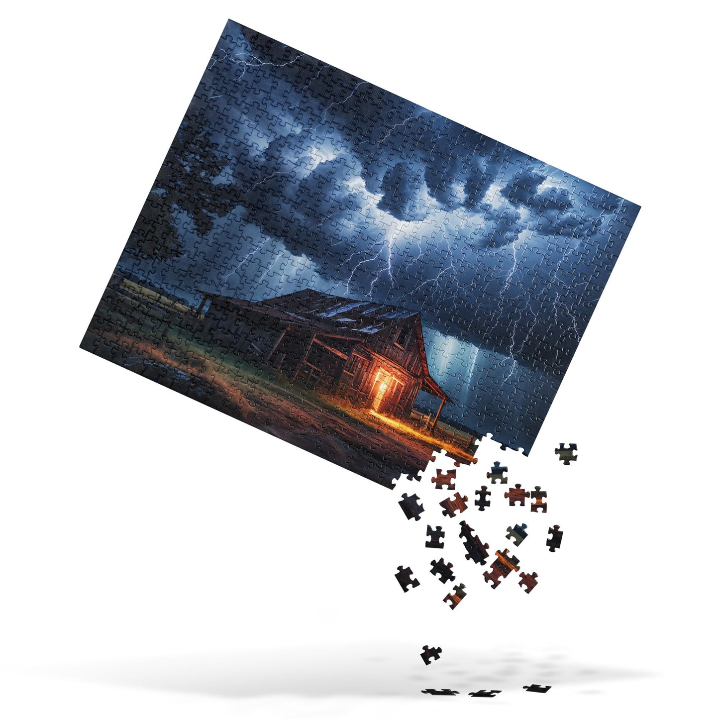 Old Barn In A Lightning Storm Jigsaw Puzzle - Puzzle - Discovery Co.